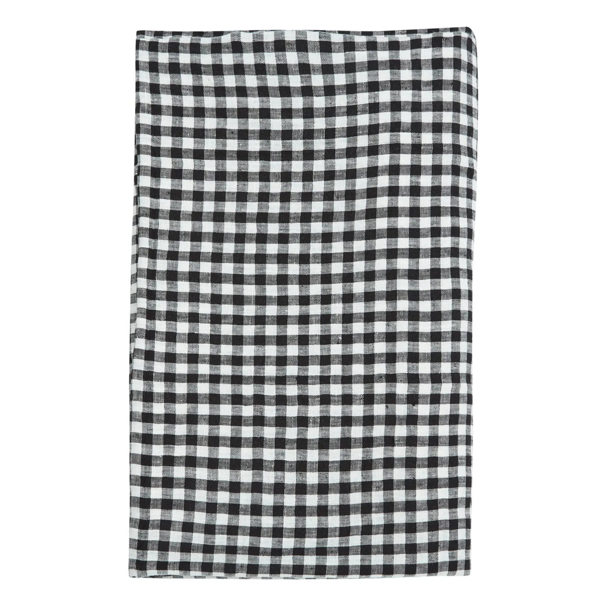 Gingham Washed Linen Tablecloth - Black product