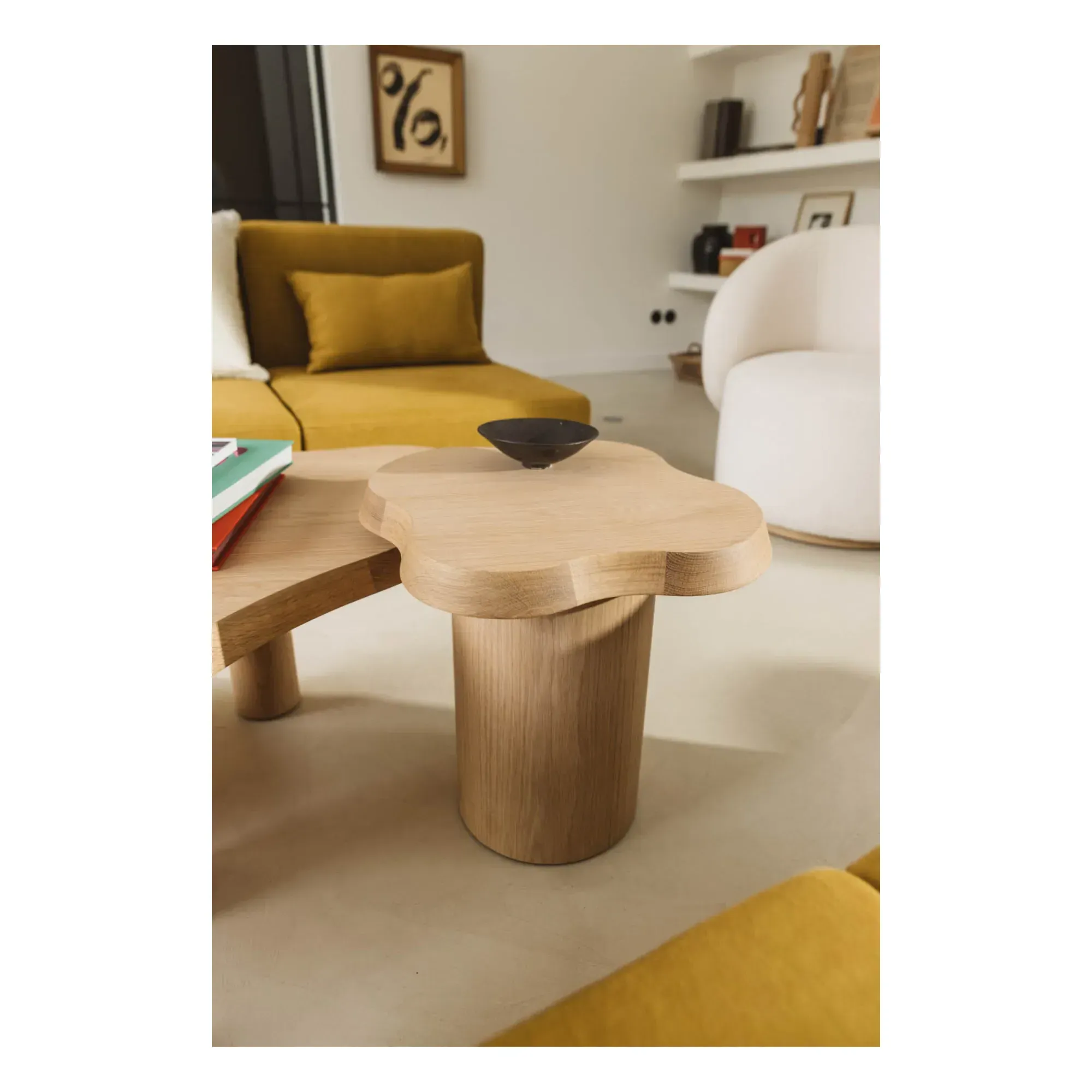 Round Side Table - Oak, Solid Wood alternate view