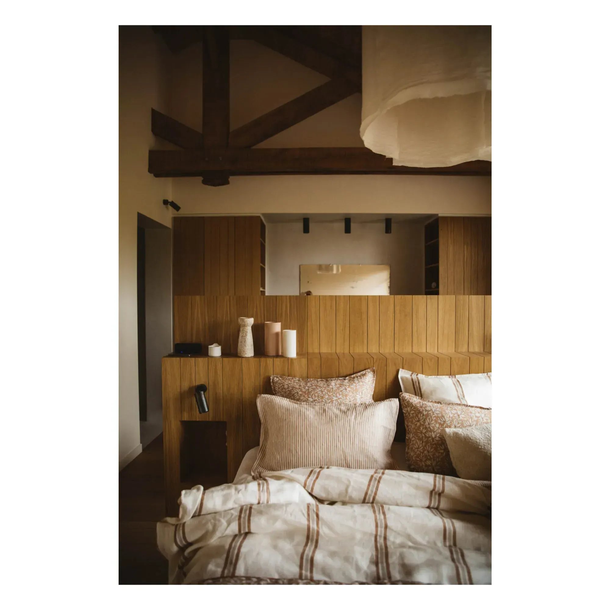 Striped Washed Linen Reversible Duvet Cover - Coffee alternate view