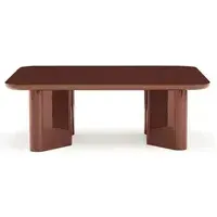 Thelma Coffee Table with Glass Top - Cranberry, Lacquered Wood alternate view