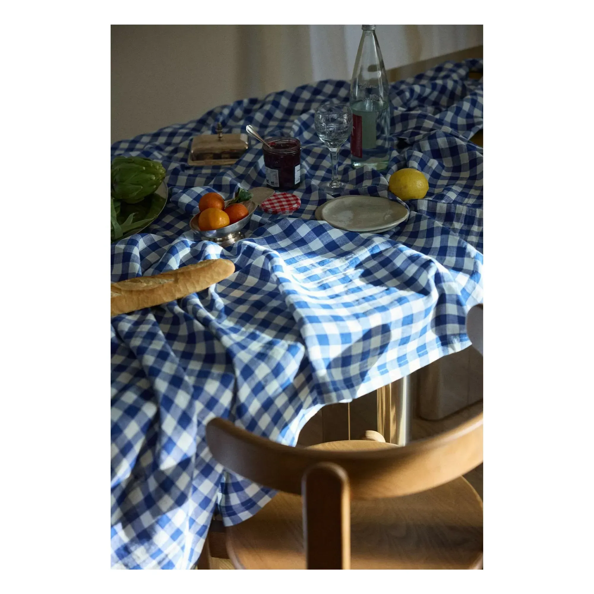 Vichy Tablecloth - Blue, Washed Linen alternate view