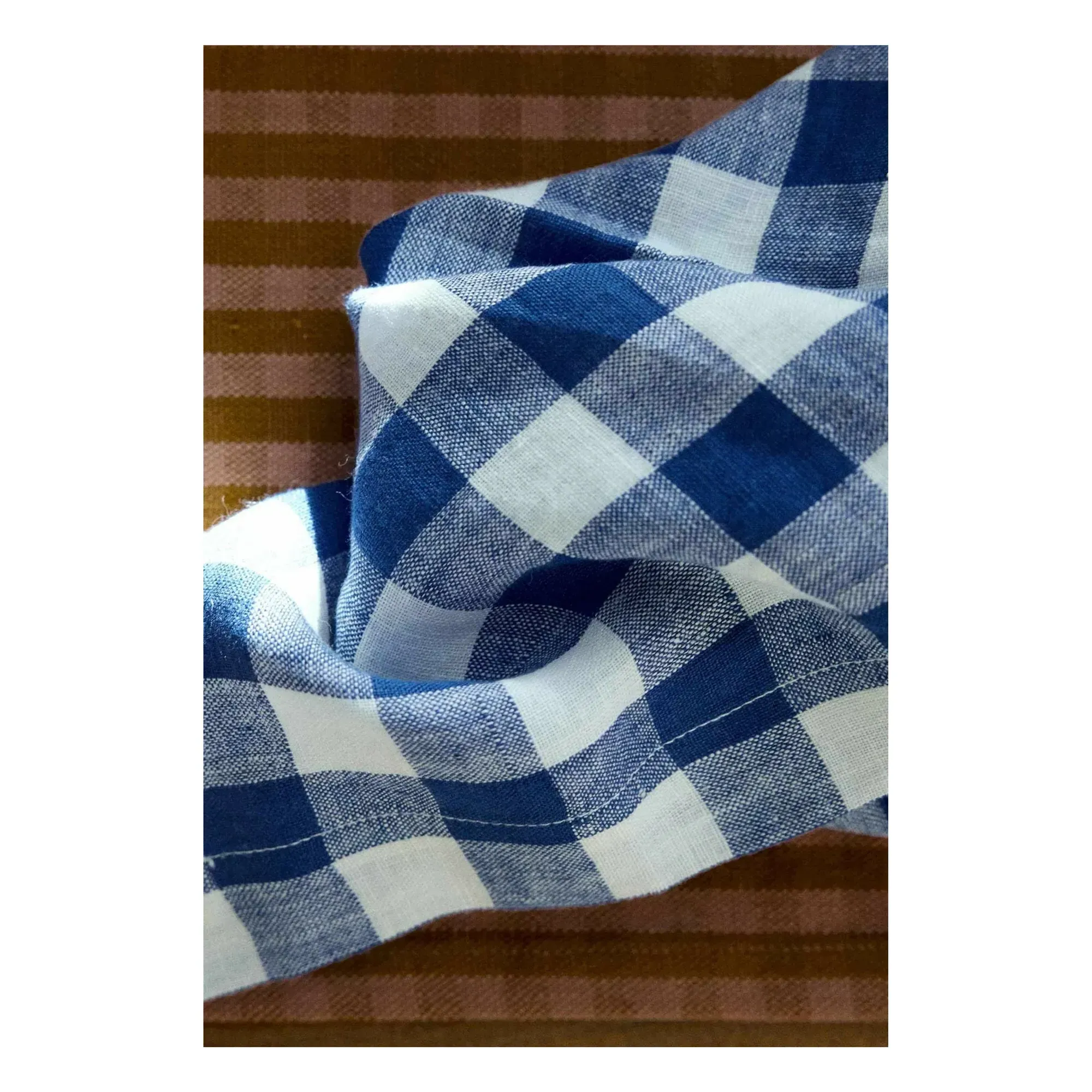 Vichy Washed Linen Napkin - Blue alternate view