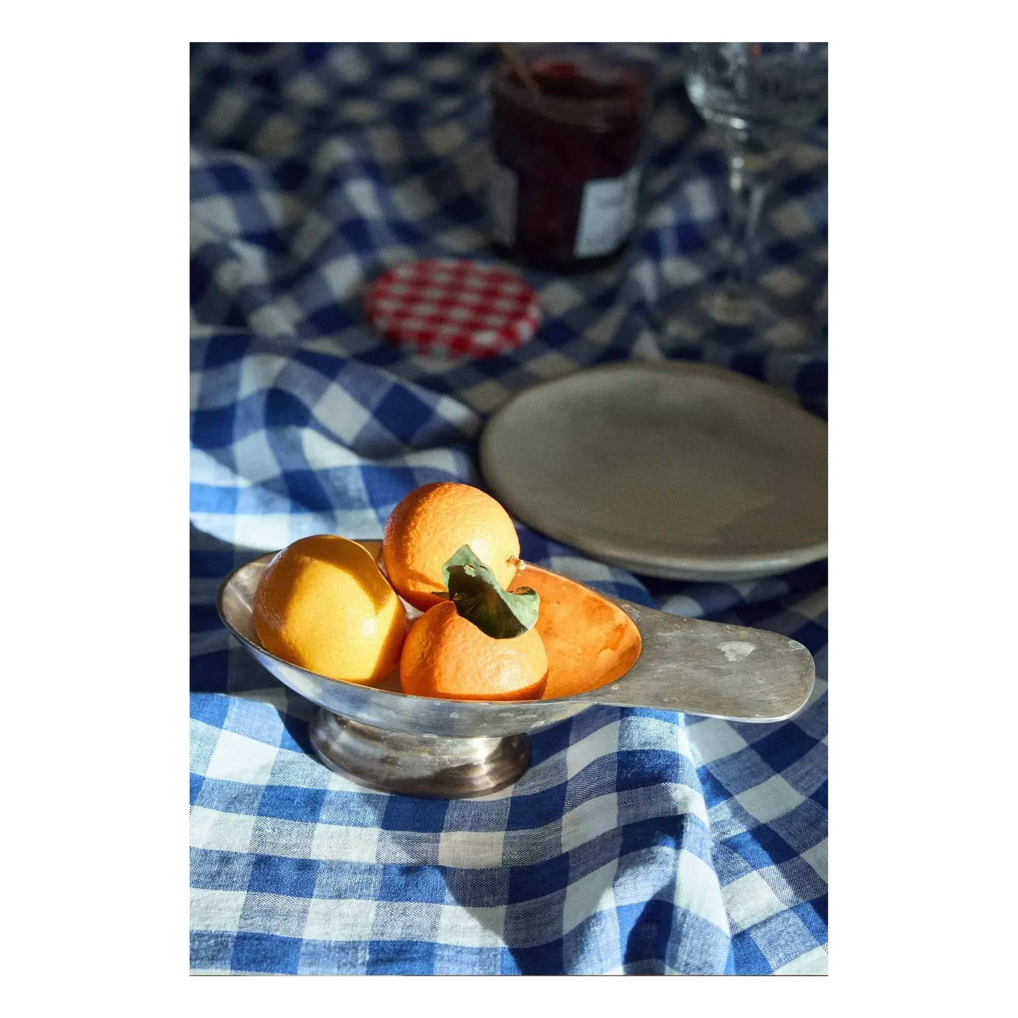 Vichy Washed Linen Tablecloth - Blue alternate view