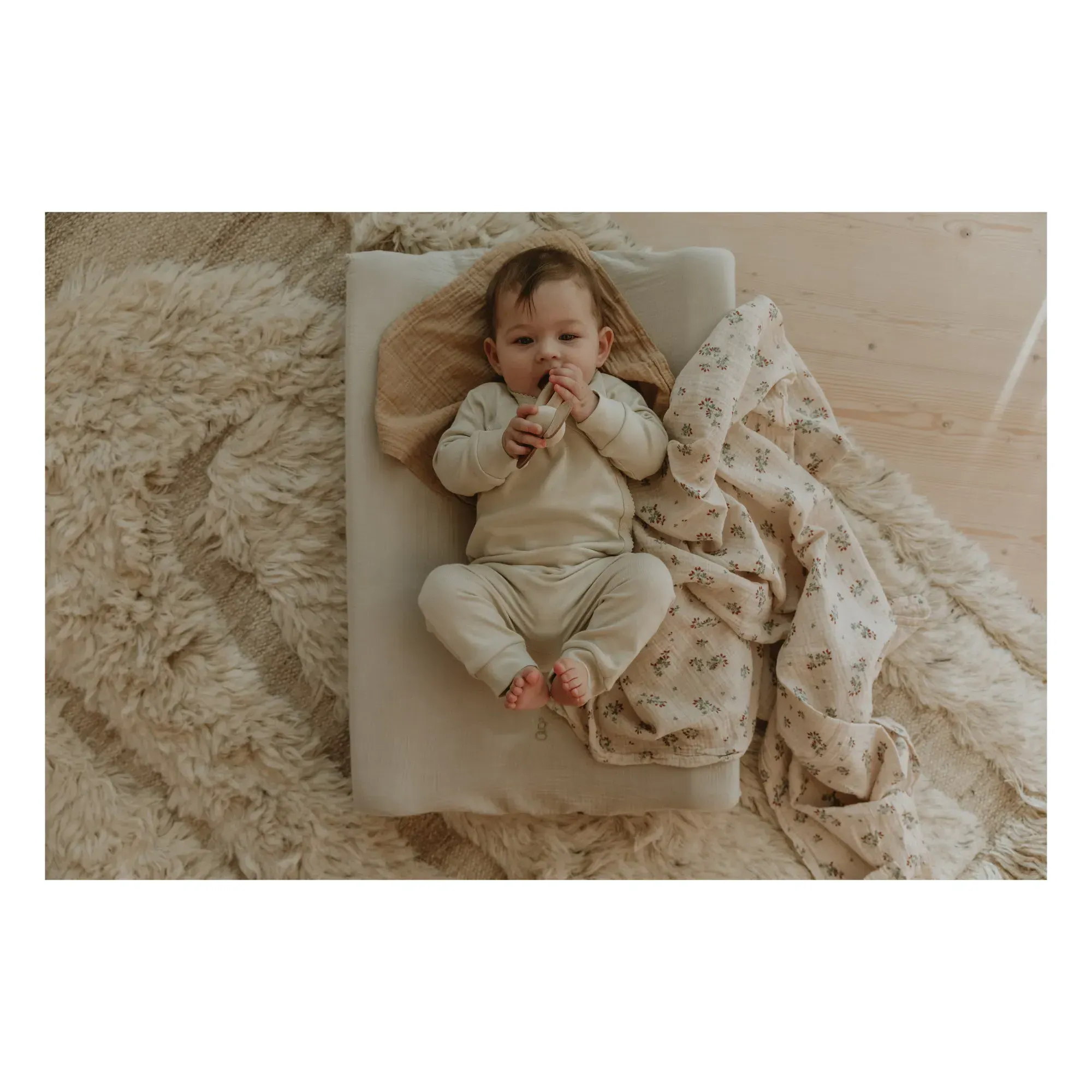 Cotton Muslin Changing Mat Cover - Cream alternate view