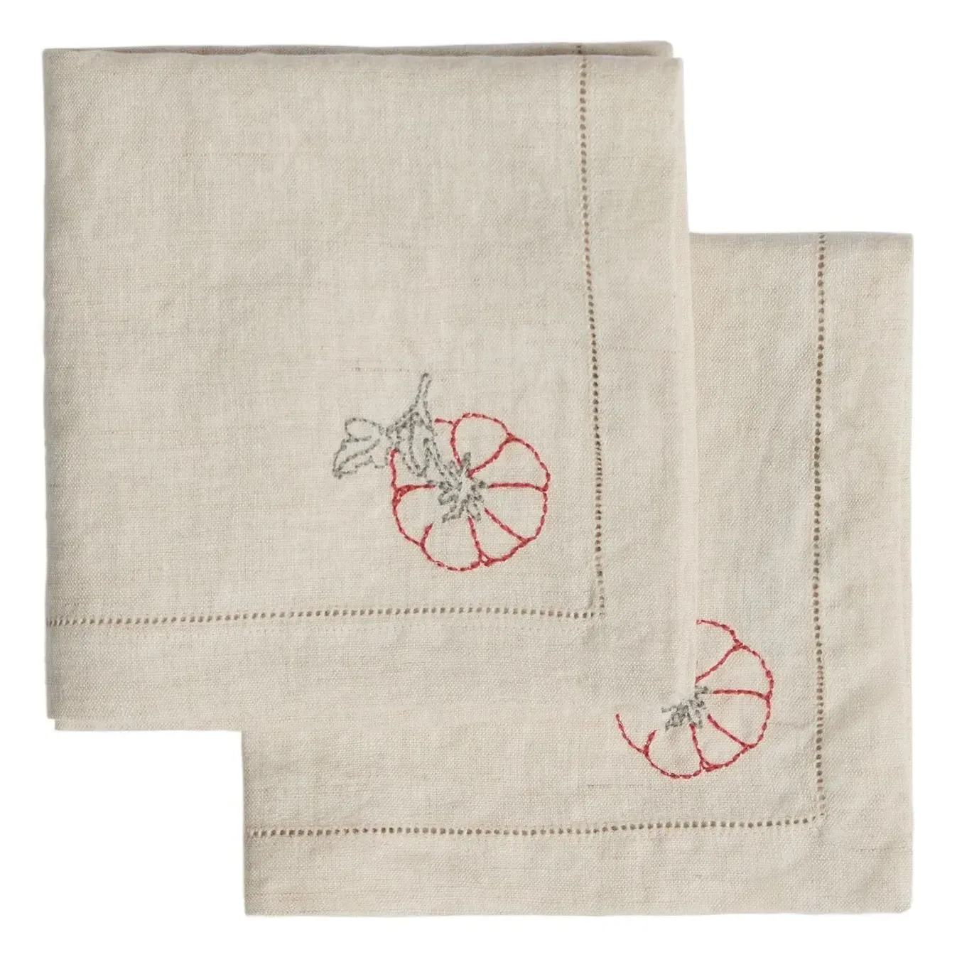 Embroidered Napkins Set of 2 - Beige, Linen product