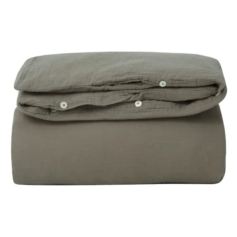 Geranium Duvet Cover - Khaki, Cotton Muslin alternate view