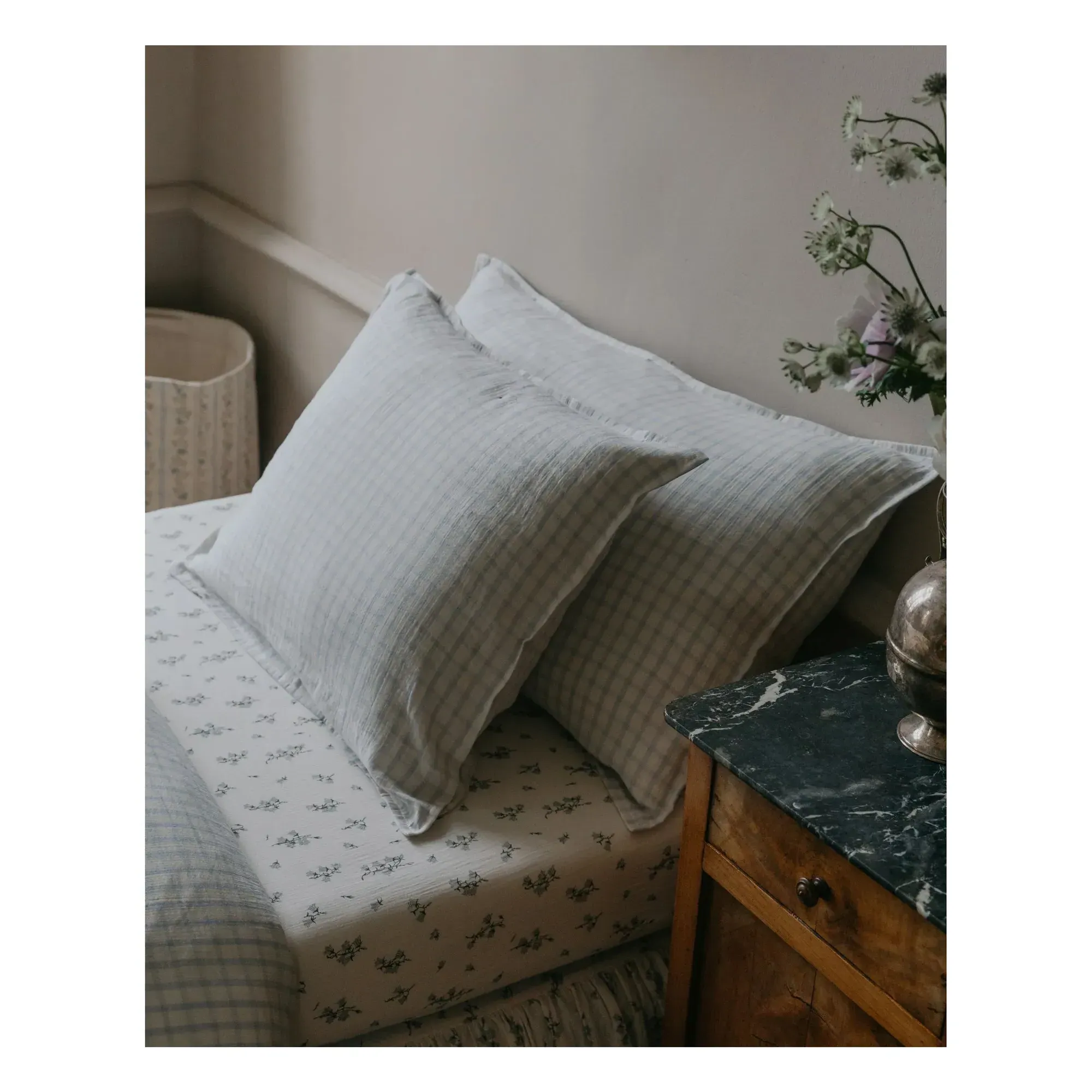 Gingham Pillowcase - Light Blue, Organic Cotton alternate view