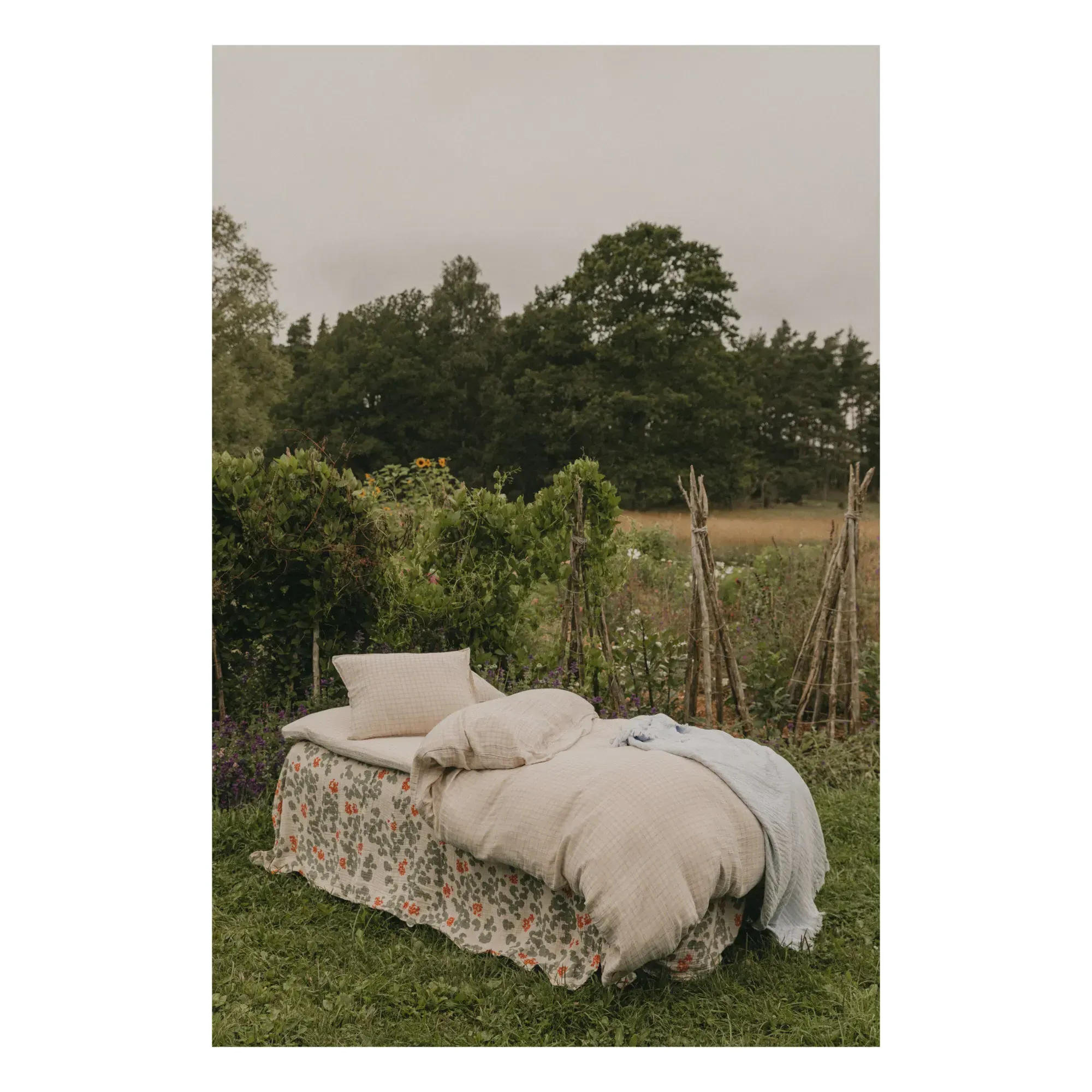 Gingham Sky Blanket - Light Blue, Cotton alternate view