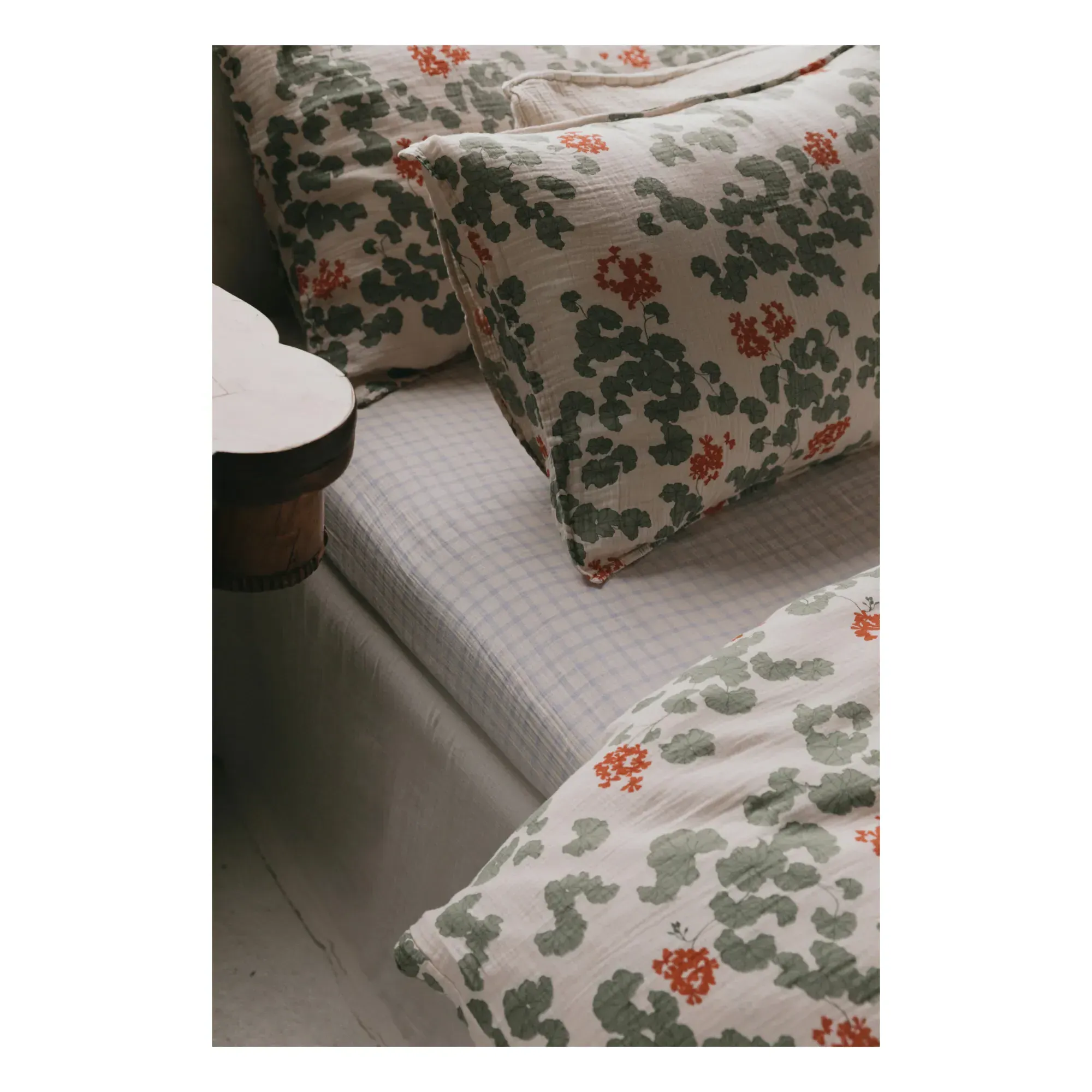 Gingham Sky Fitted Sheet - Light Blue, Cotton alternate view