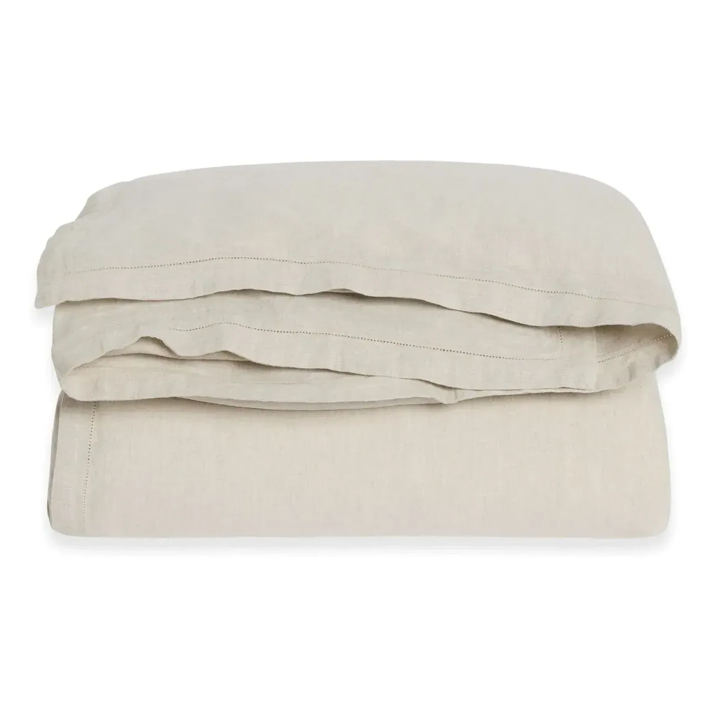 Linen Duvet Cover with Hemstitch Detail - Beige, Linen product
