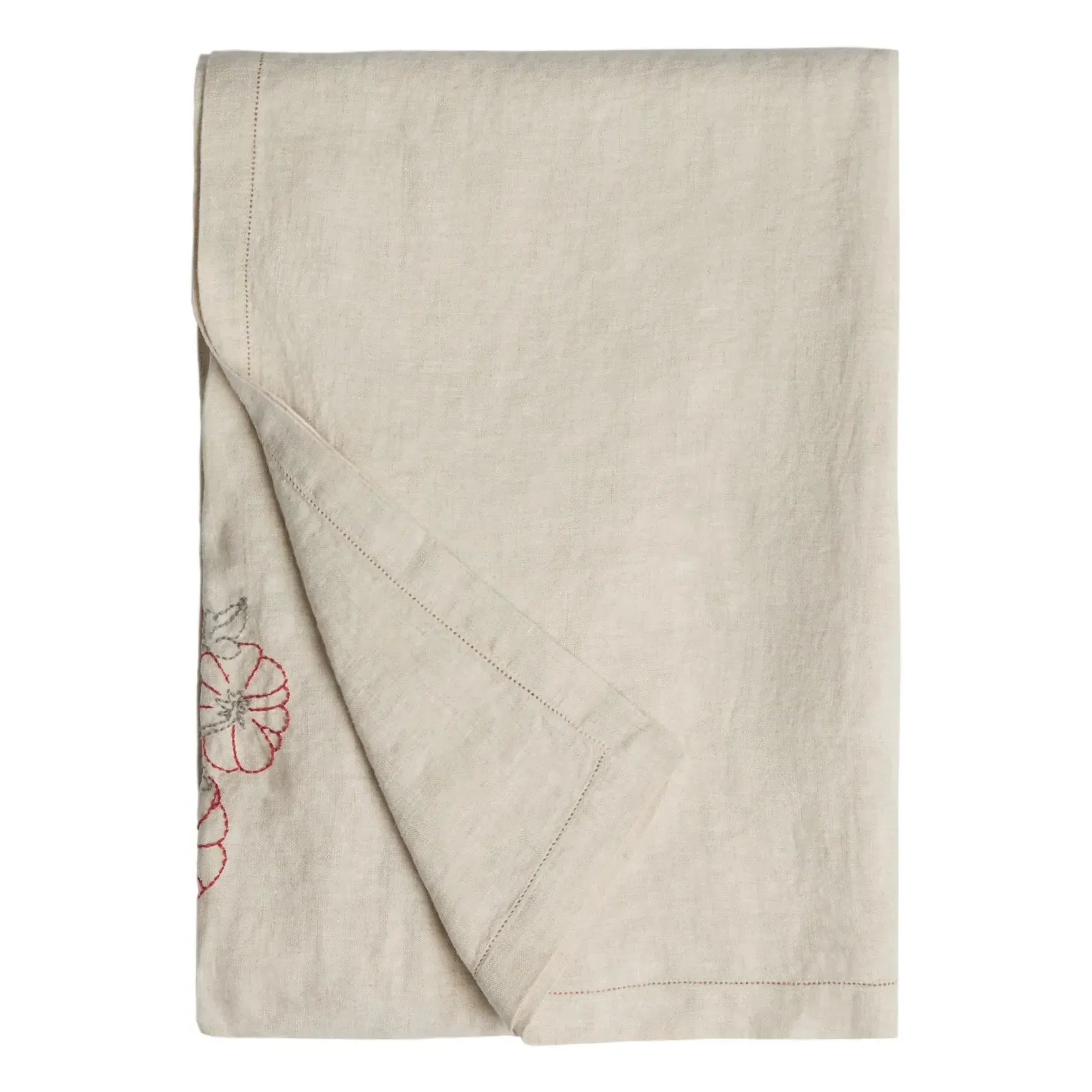 Linen Embroidered Tablecloth - Beige, Linen product