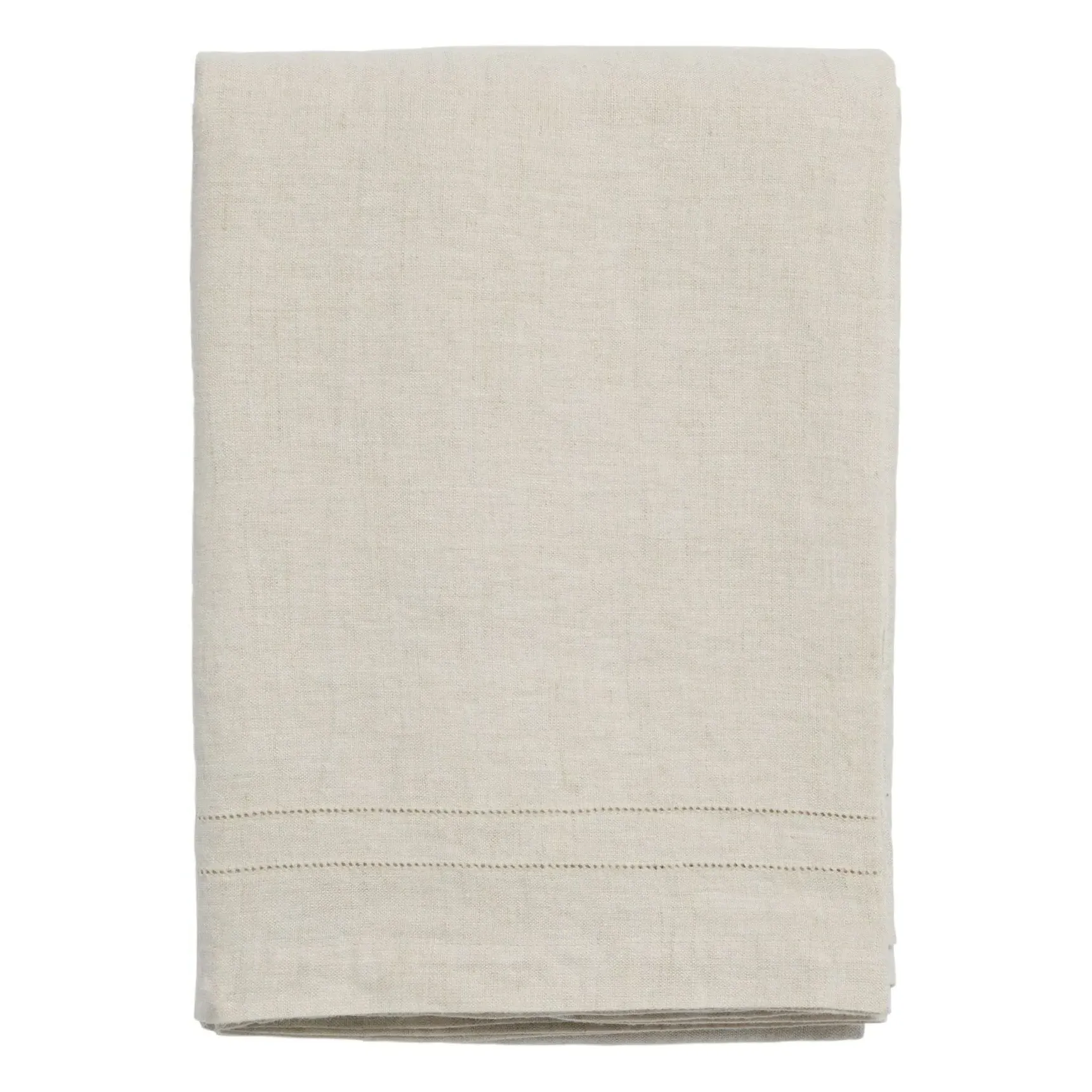 Linen Tablecloth with Hemstitch Detail - Beige, Linen product