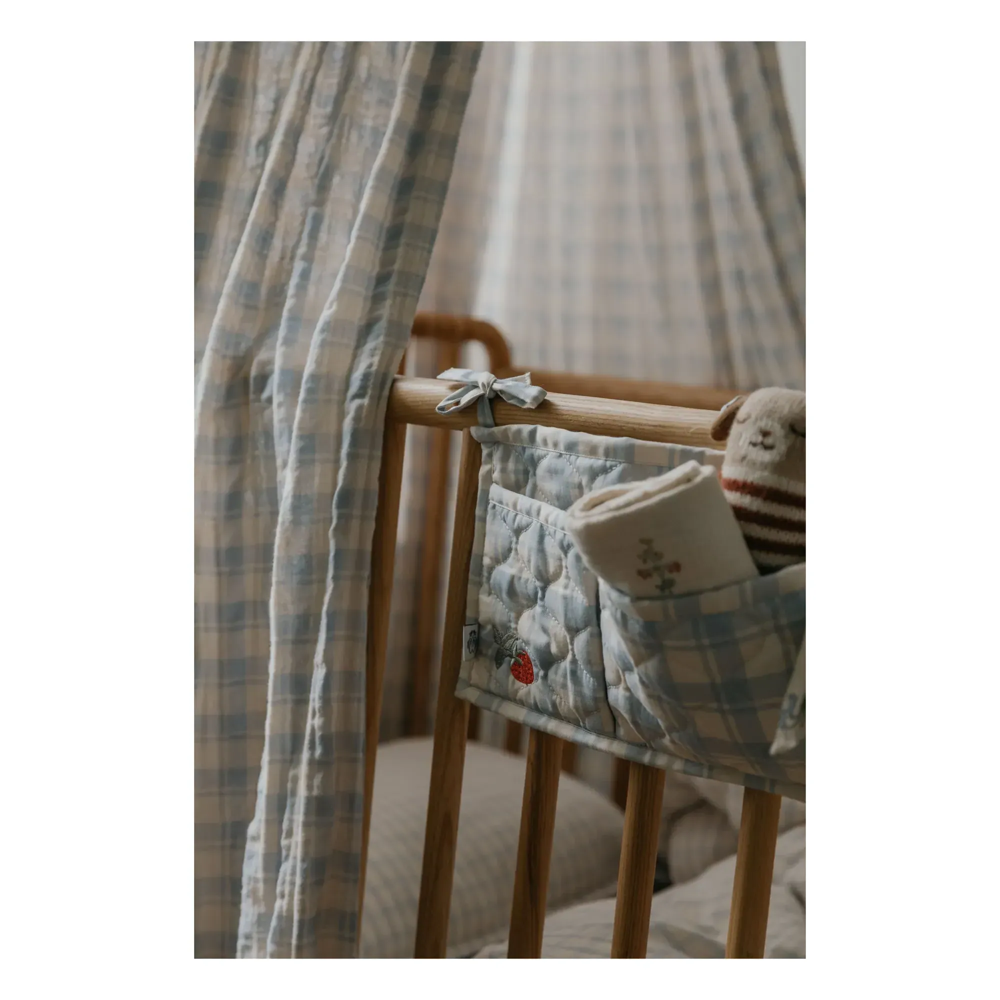 Plaid Sky Crib Pouch - Light Blue, Organic Cotton alternate view