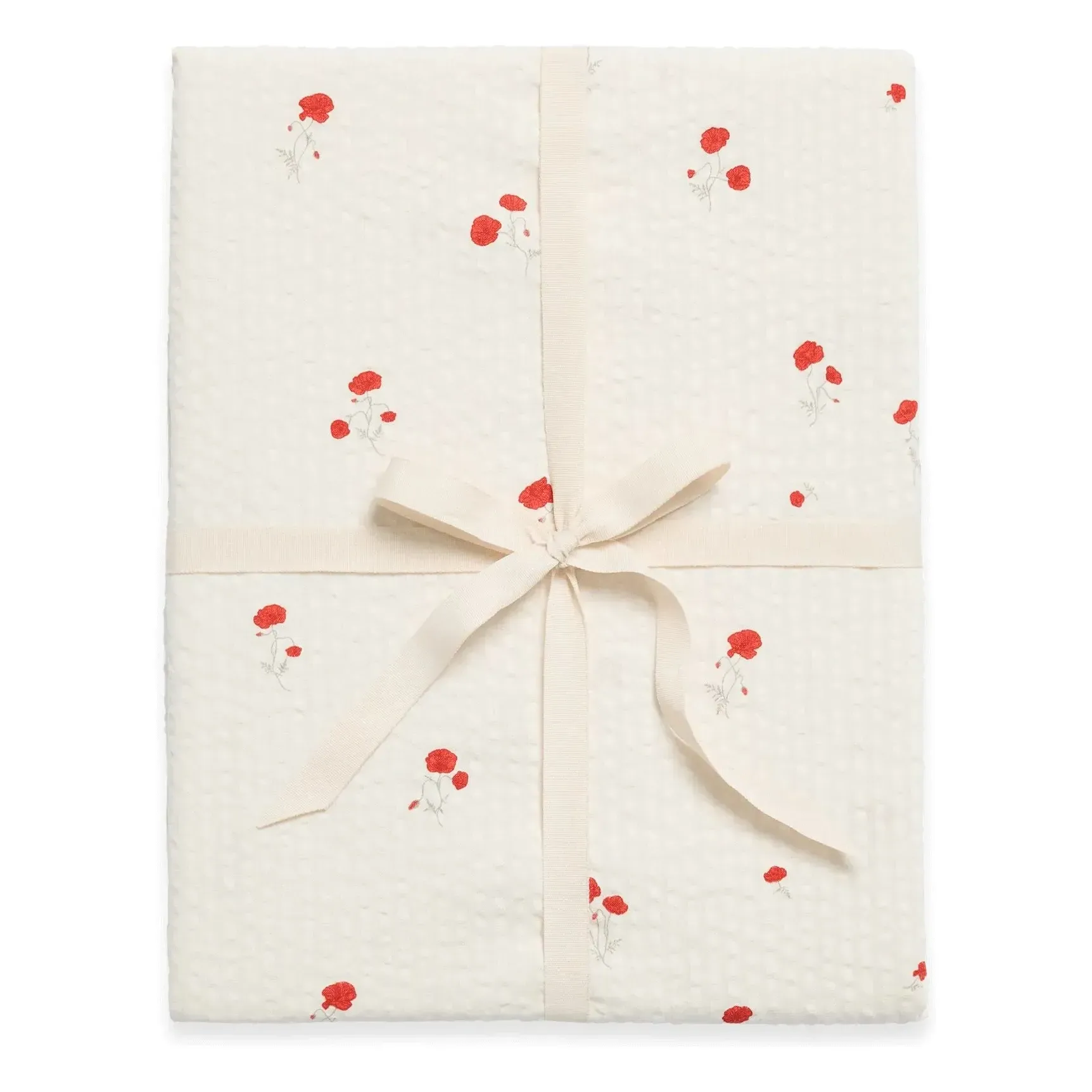 Poppy Fitted Sheet - Red, Organic Cotton Seersucker product