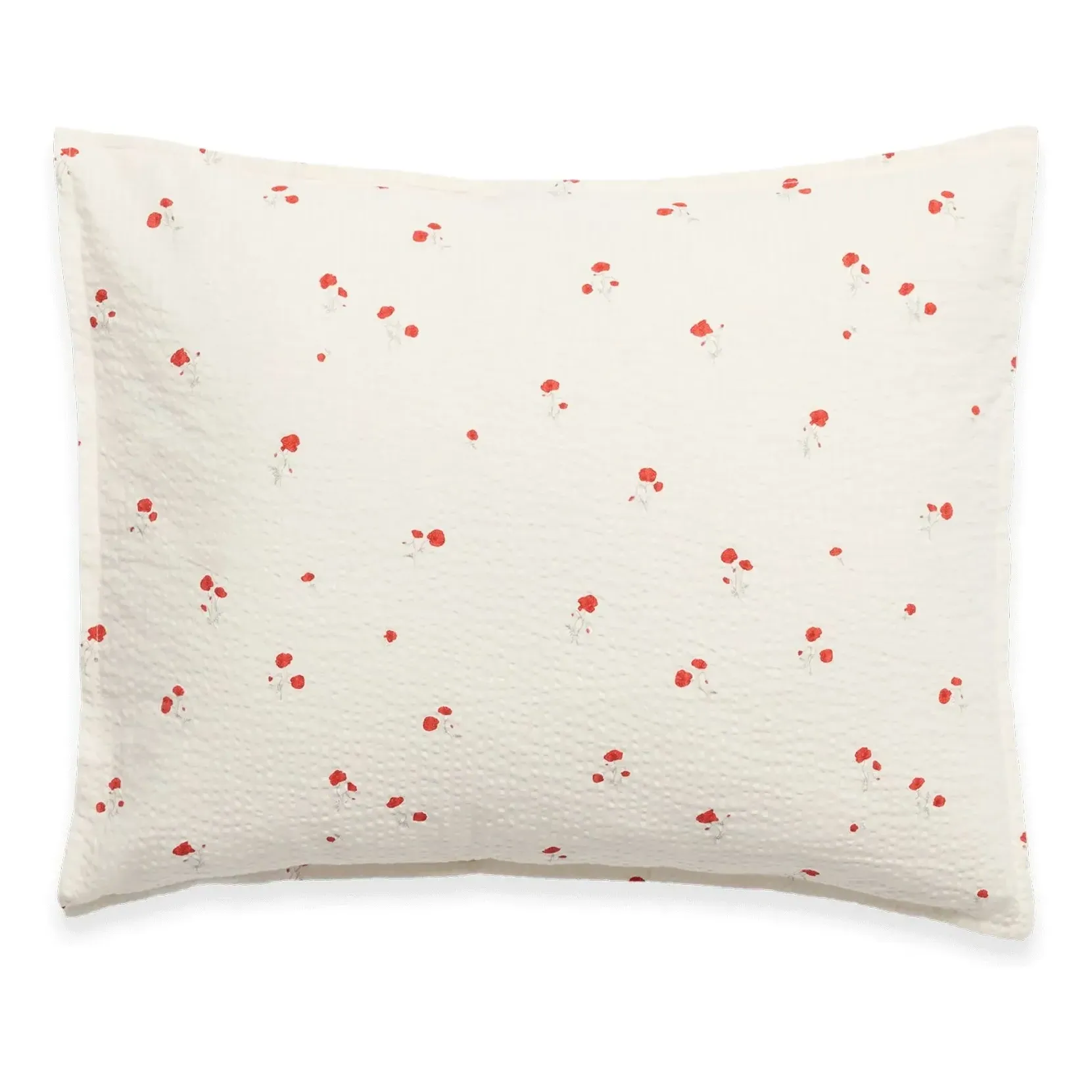 Poppy Pillowcase - Red, Organic Cotton Seersucker product