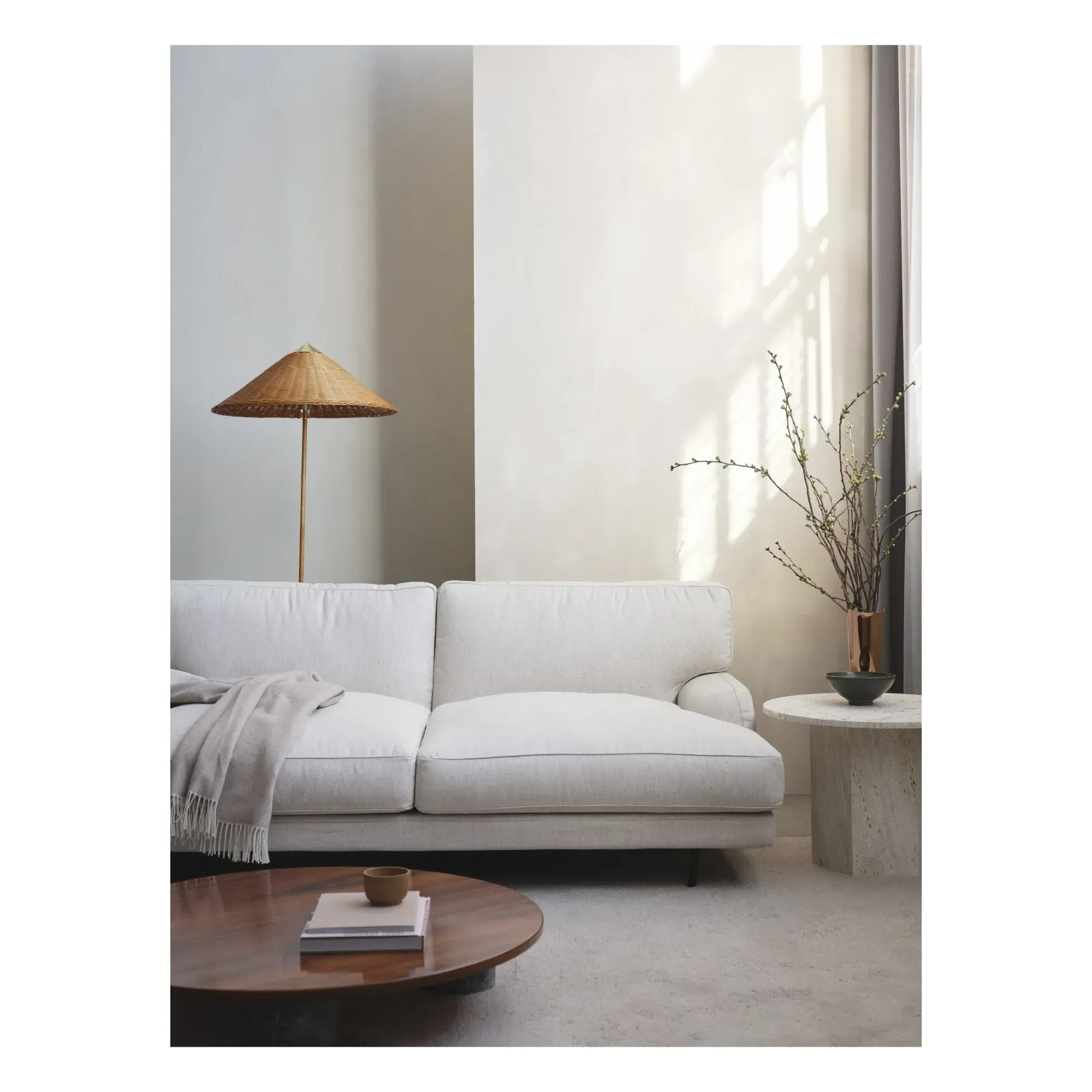9602 Rattan Floor Lamp - Natural, Brass alternate view