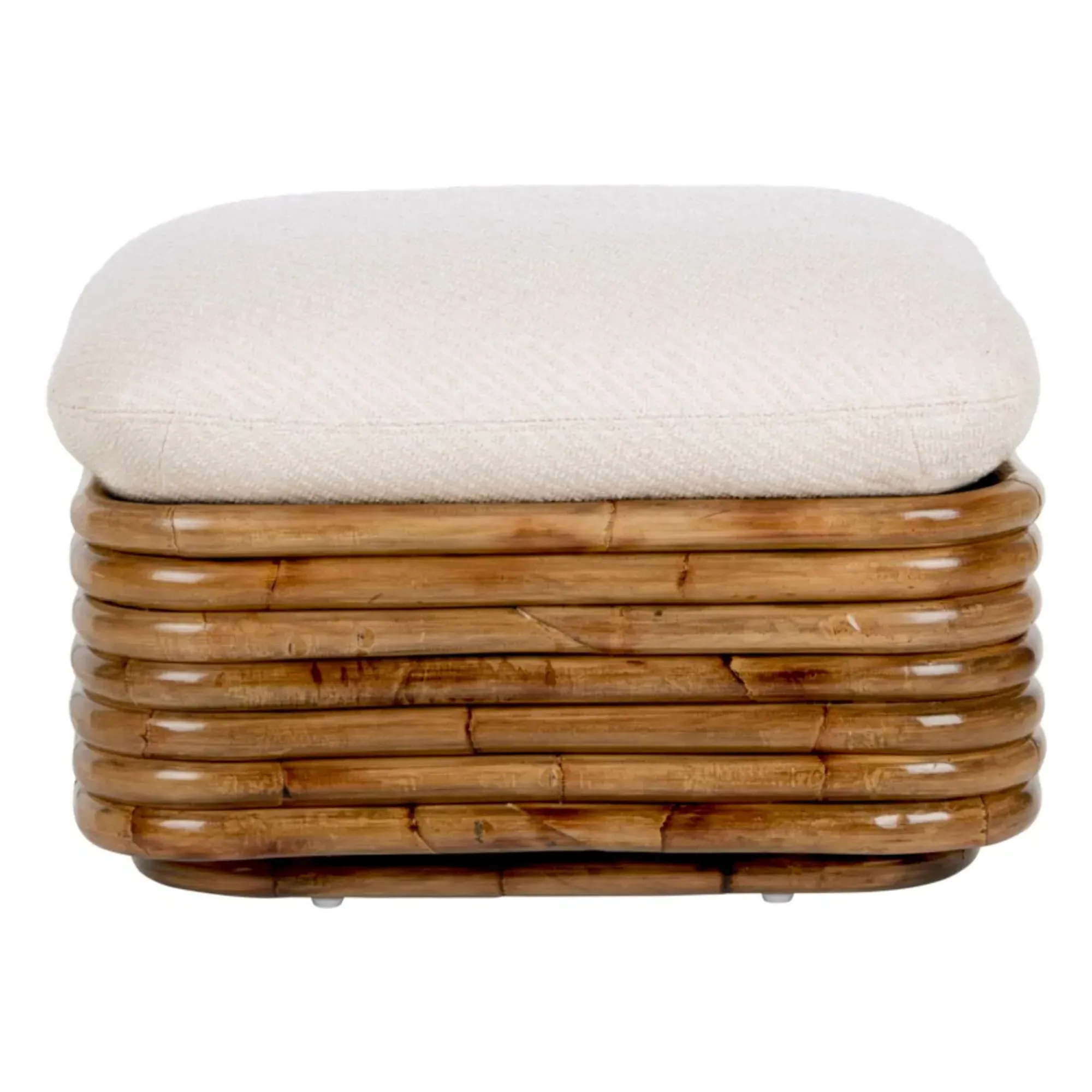 Bohemian 72 Gabriella Crespi Ottoman - White, Rattan alternate view