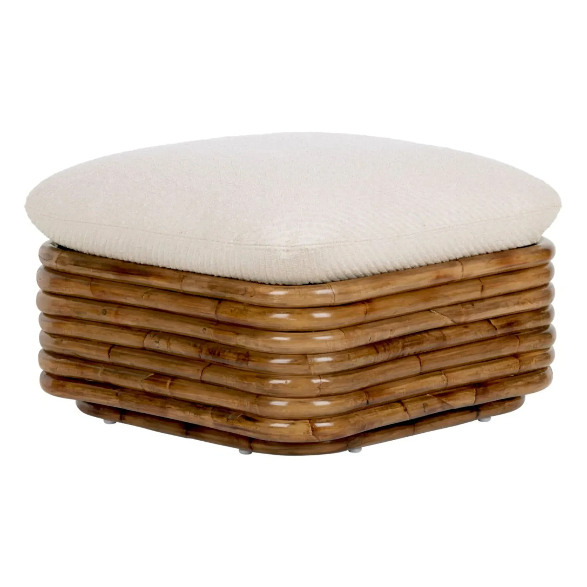 Bohemian 72 Gabriella Crespi Ottoman - White, Rattan product