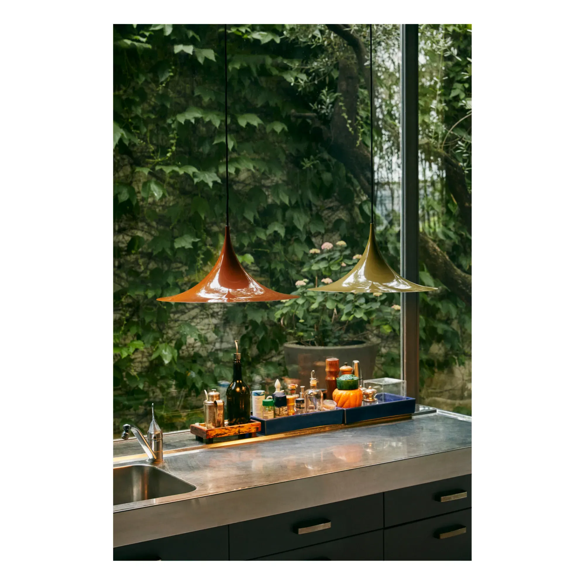 Semi Pendant Suspension Light - Rust, Metal alternate view