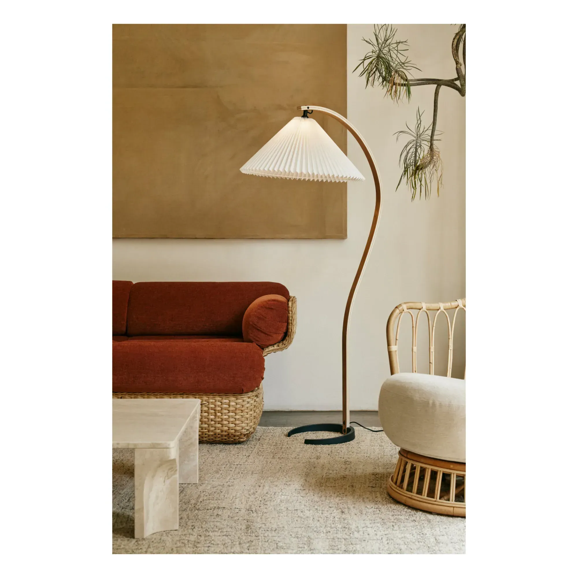 Timberline Mads Caprani Floor Lamp - White, Oak Wood alternate view