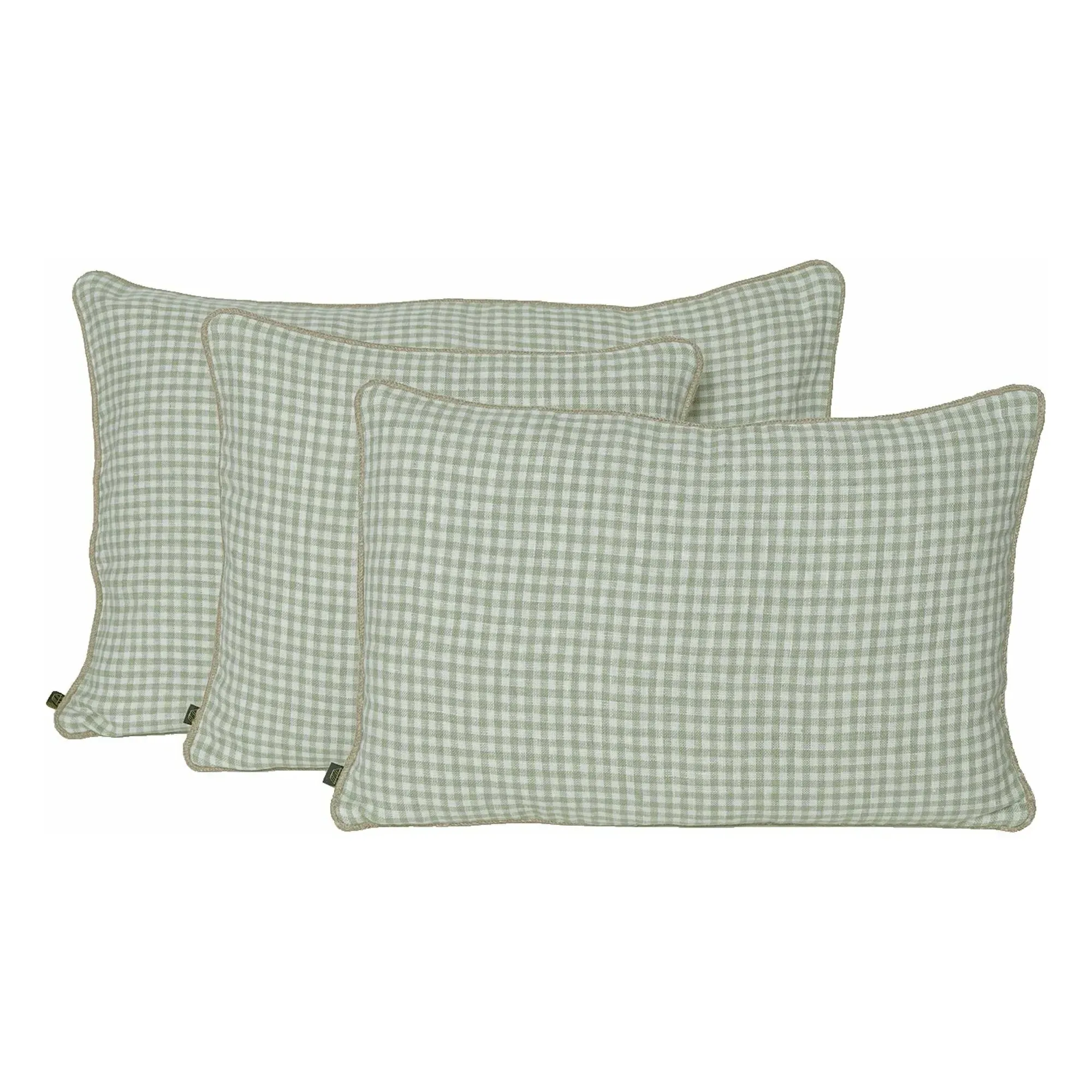 Piana II Gingham Cushion Cover - Almond Green, Linen product