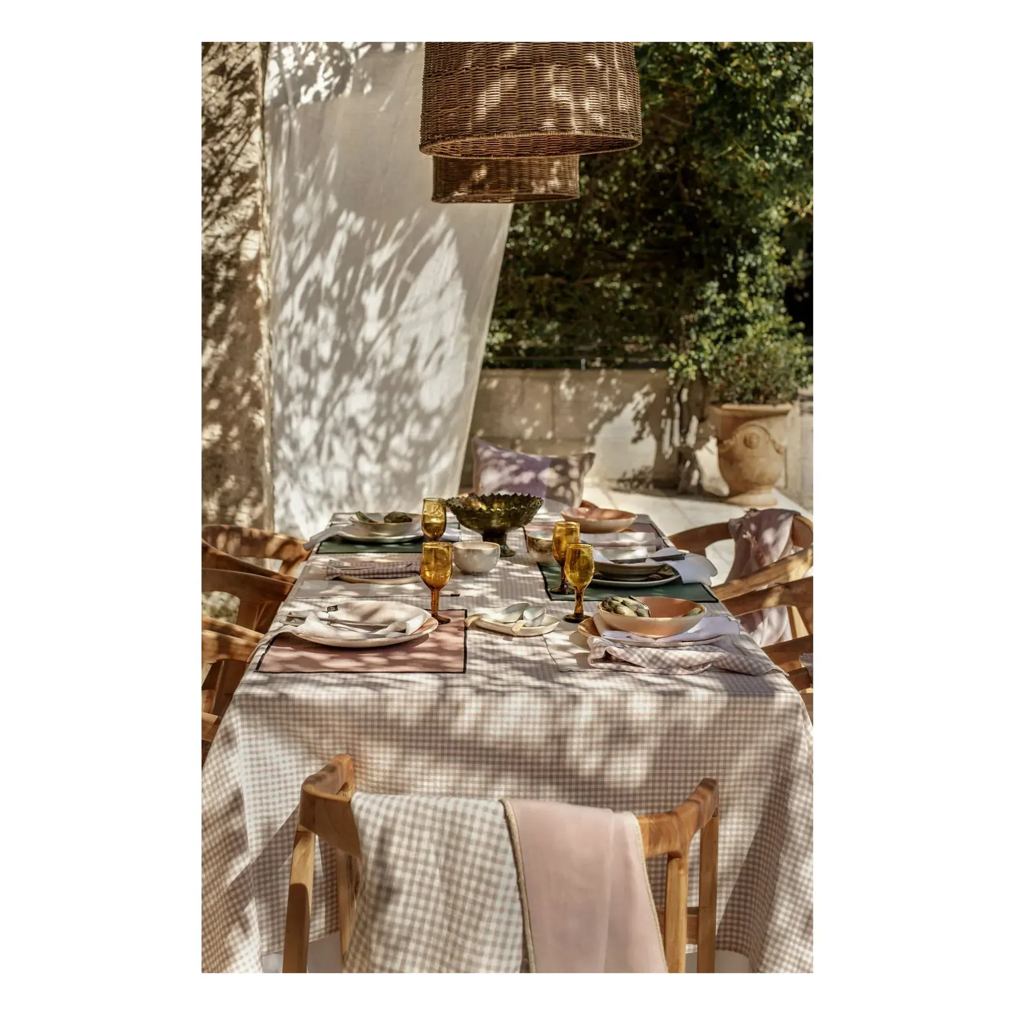 Piana II Gingham Tablecloth - Linen alternate view