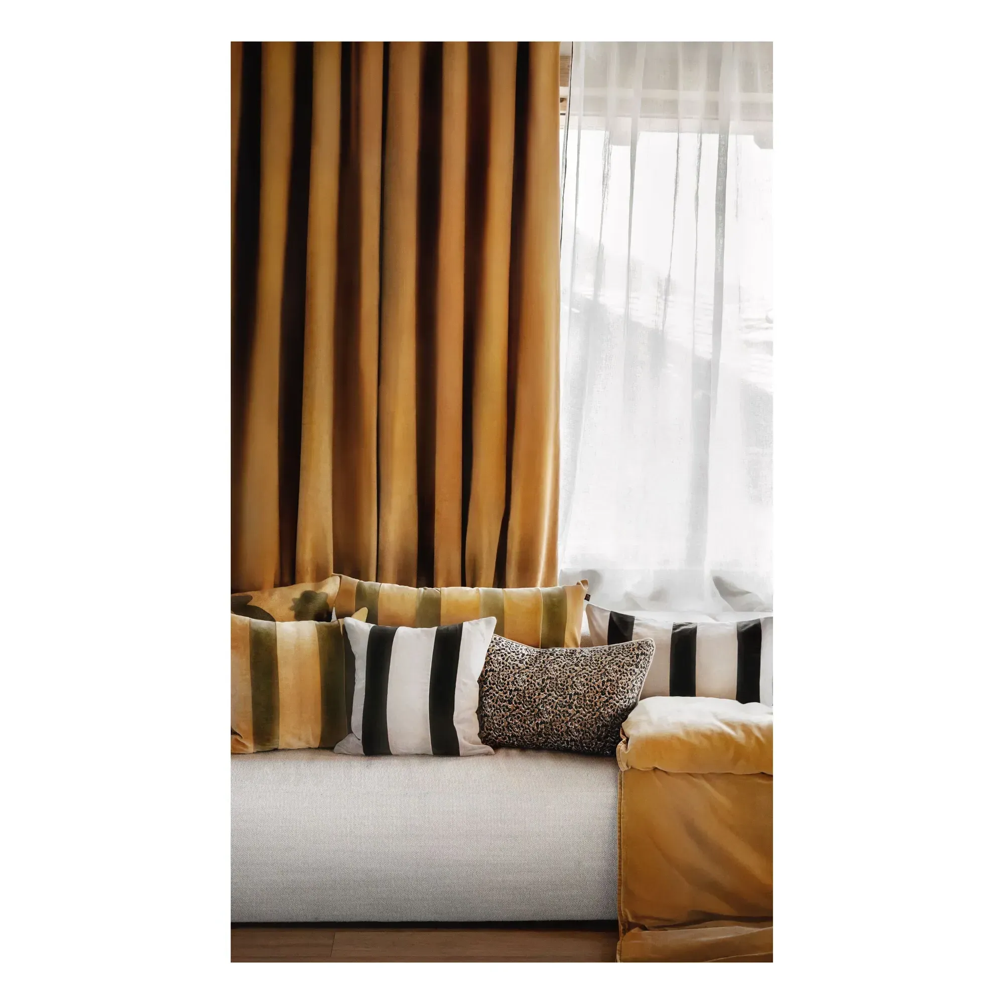 Rio Velvet Cushion Cover - Gold, Cotton alternate view