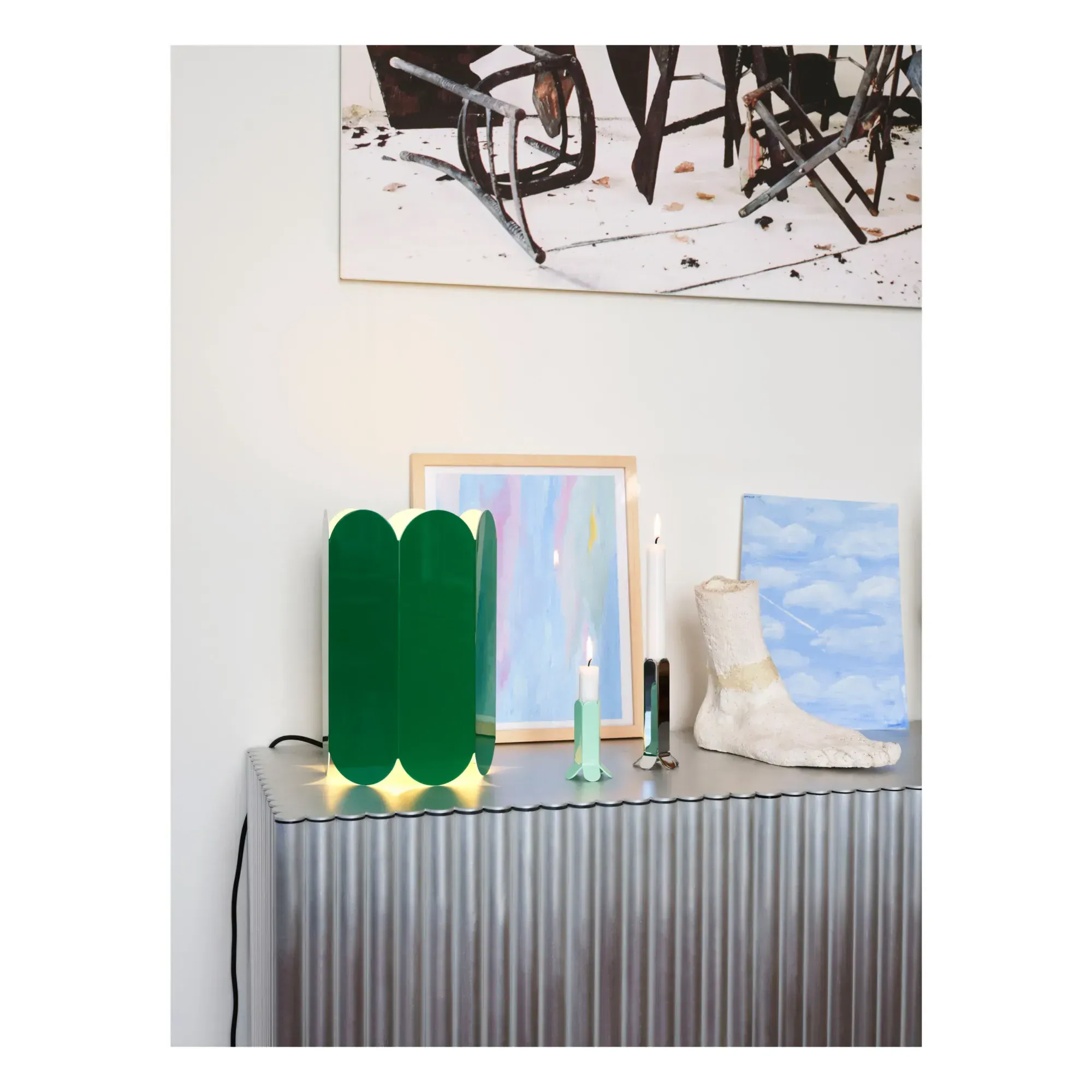 Arcs Candle Holder - Mint Green, Stainless Steel alternate view
