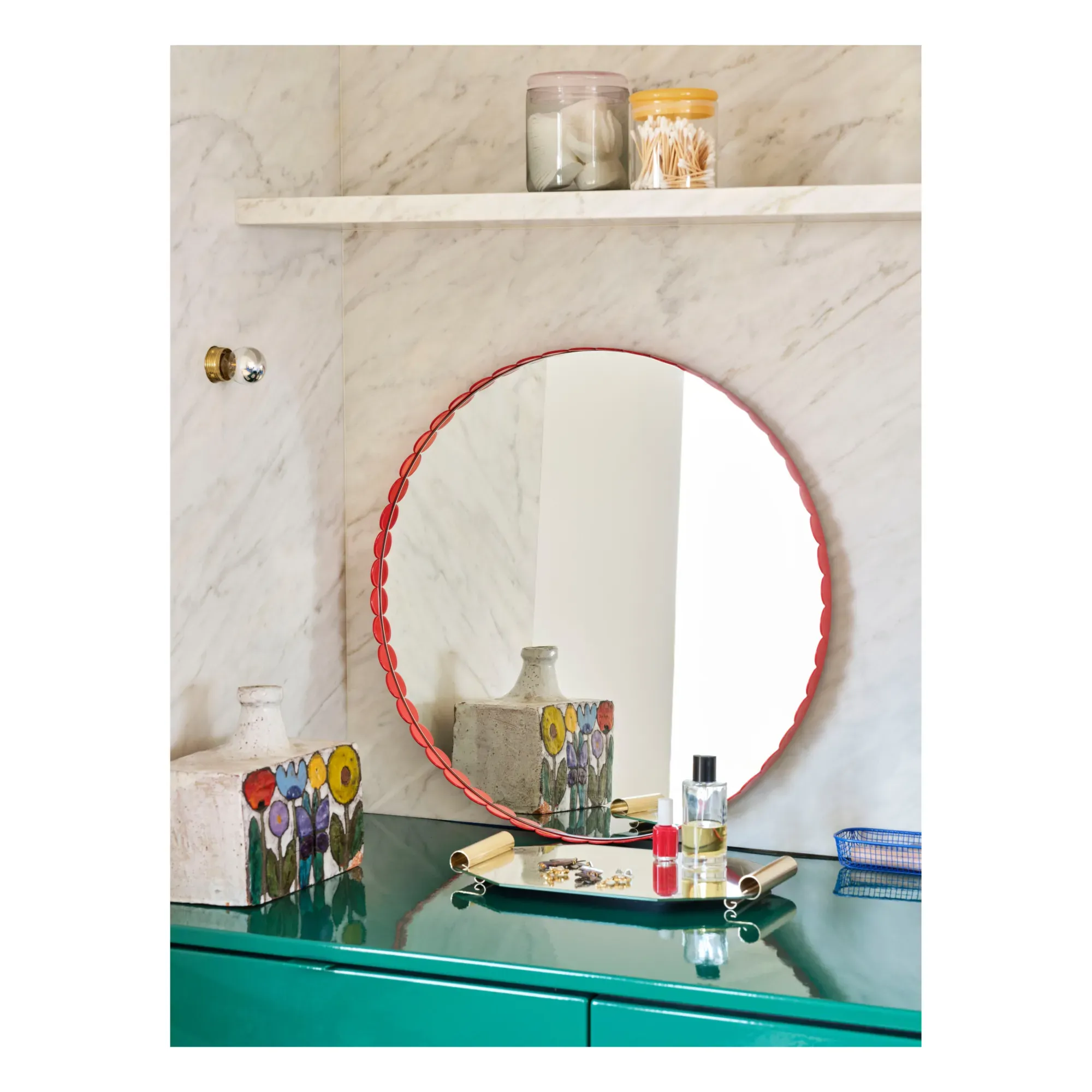 Arcs Muller Van Severen Round Wall Mirror - Red, Stainless Steel alternate view