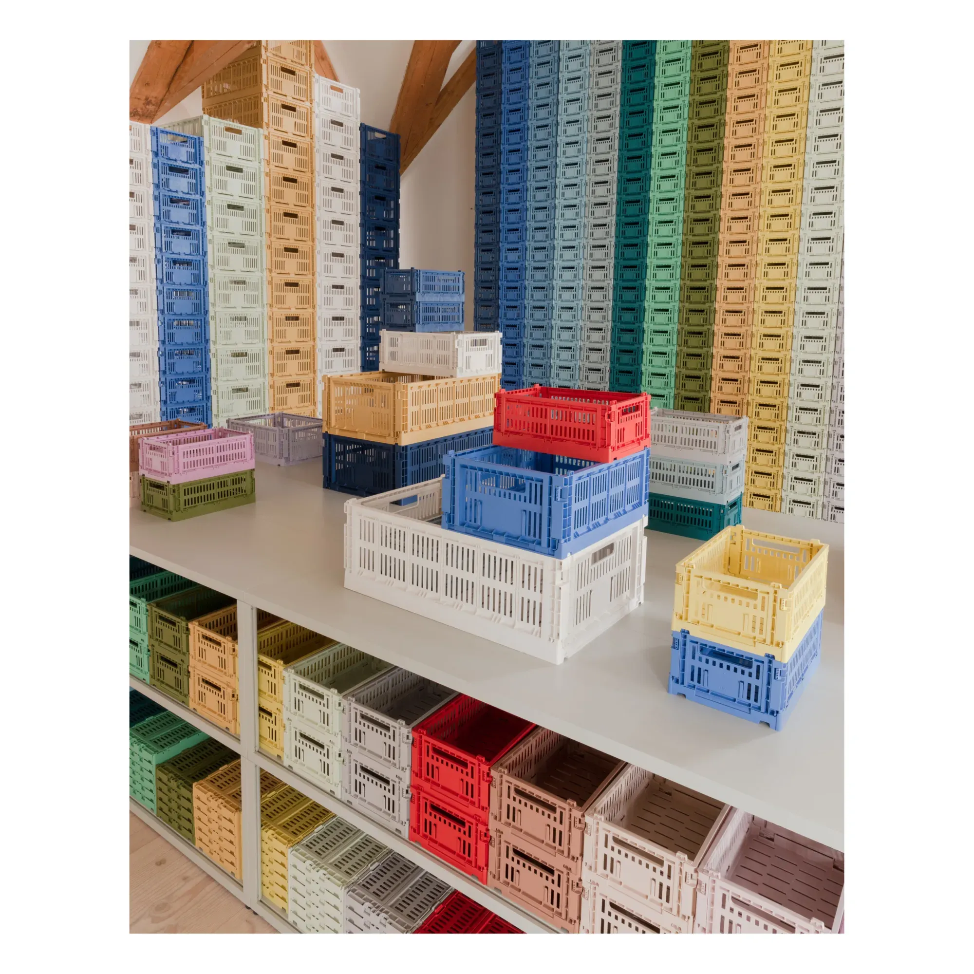 Collapsible Crate - Off-White, Recycled Polypropylene alternate view