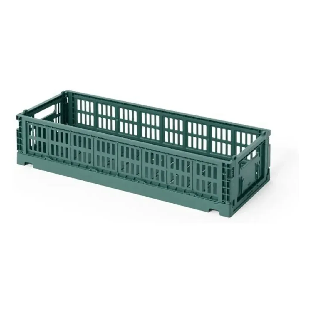 Elongated Folding Crate - Dark Green, Recycled PP product