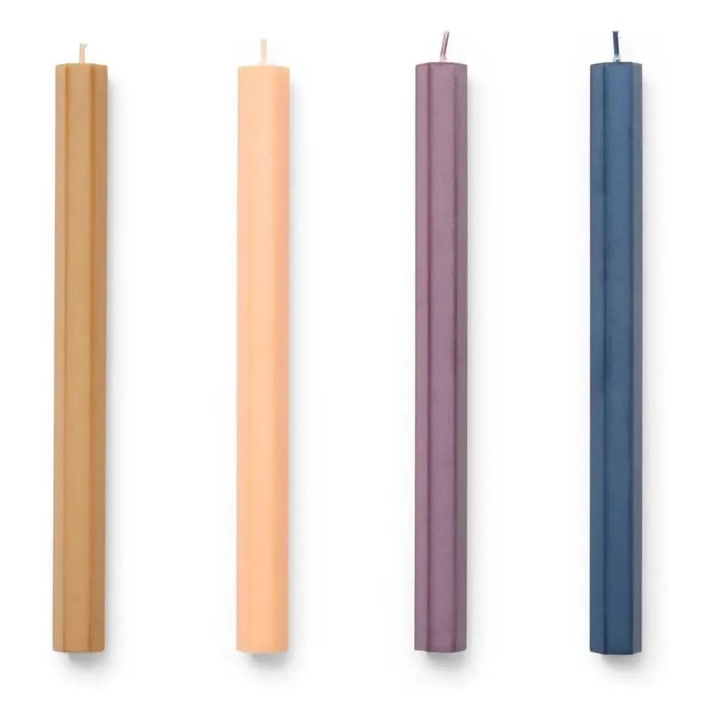 Hexagon Dark Candles Set of 4 - Multicoloured, Stearin product