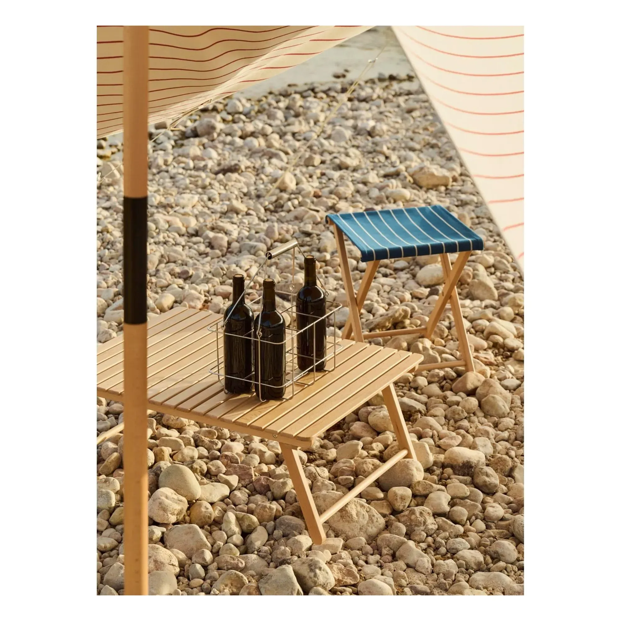 Jasper Morrison Outdoor Market Folding Stool - Blue, Beech alternate view