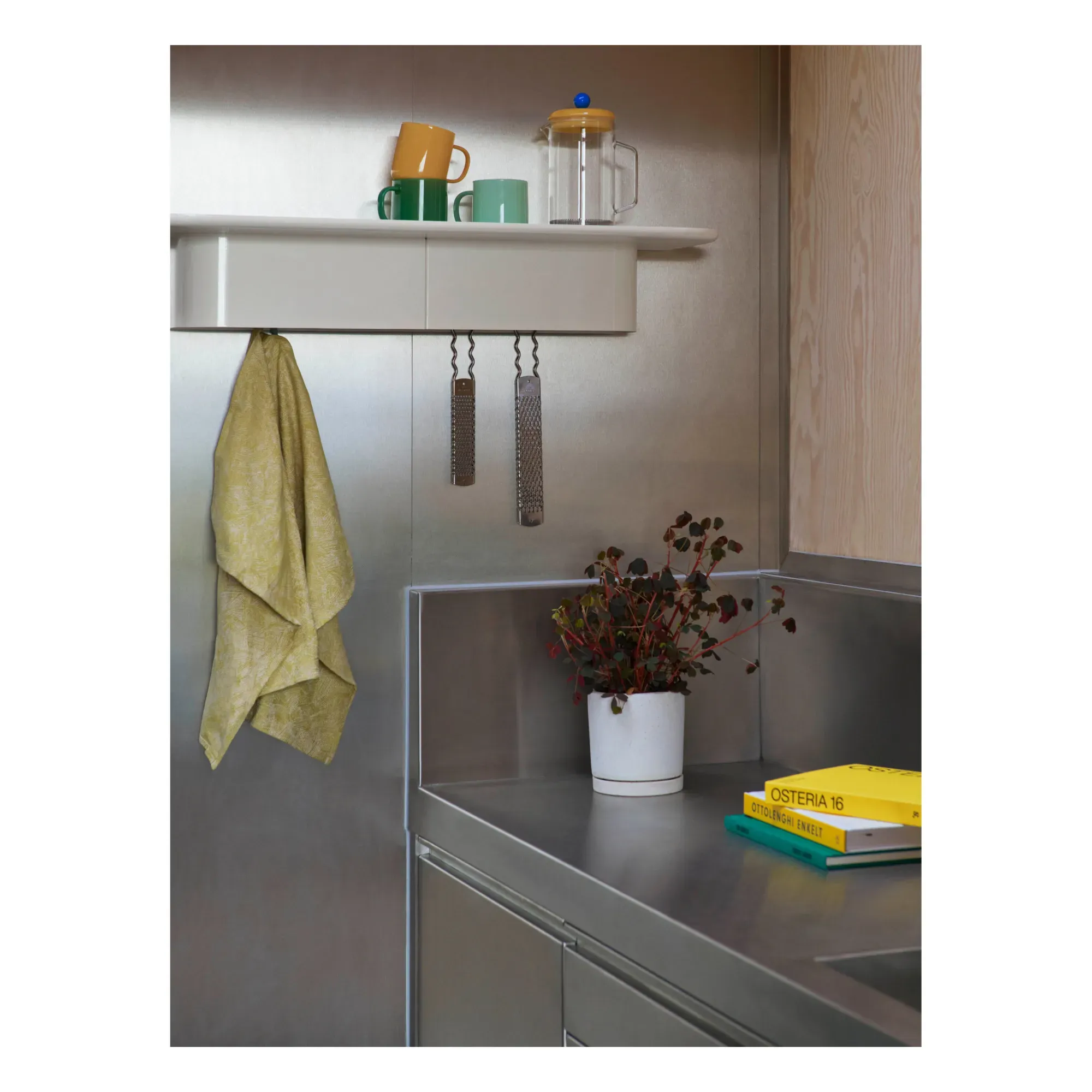 Korpus Wall Shelf with Hooks - Cream, Aluminium alternate view
