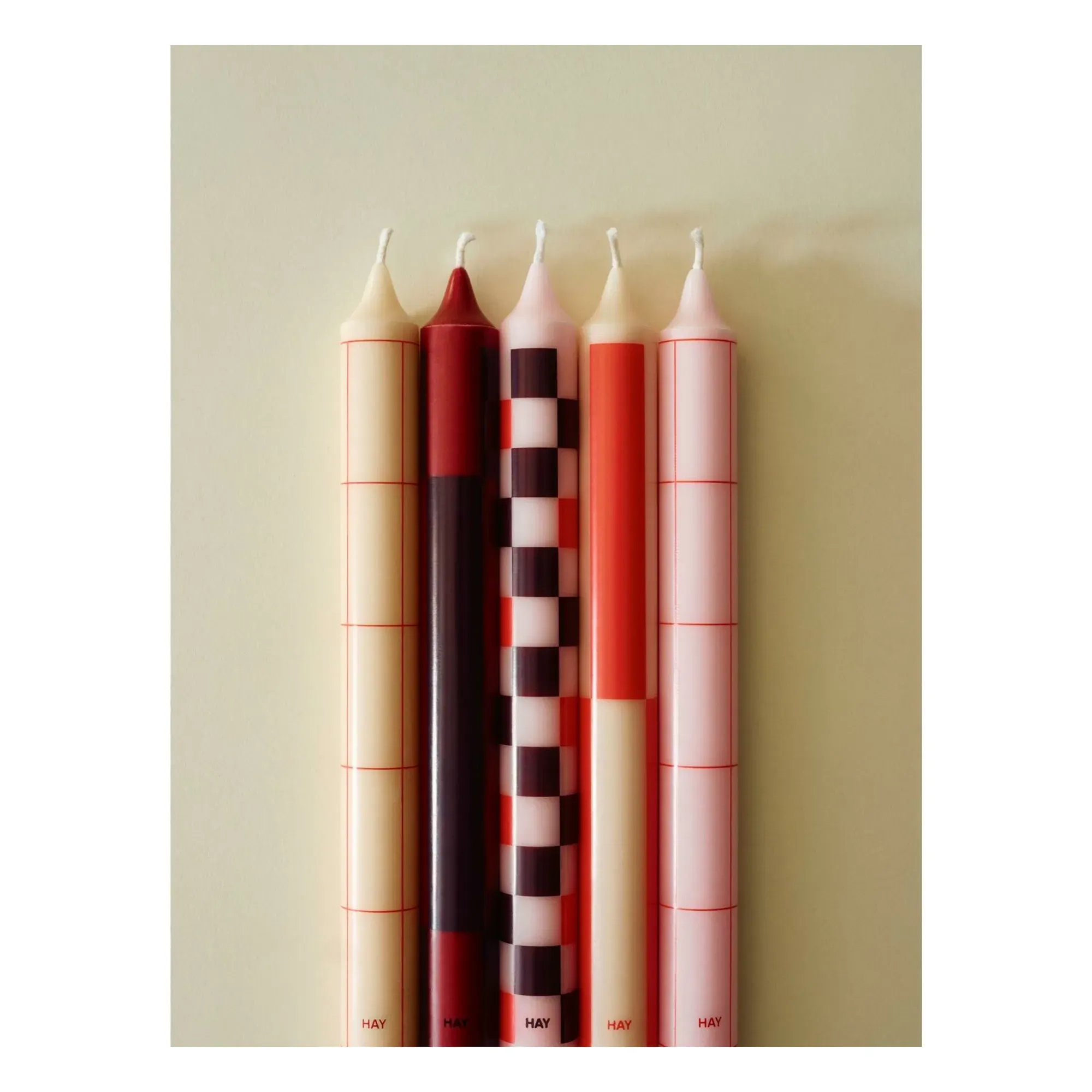 Pattern Candles Set of 4 - Red, Stearin Wax alternate view