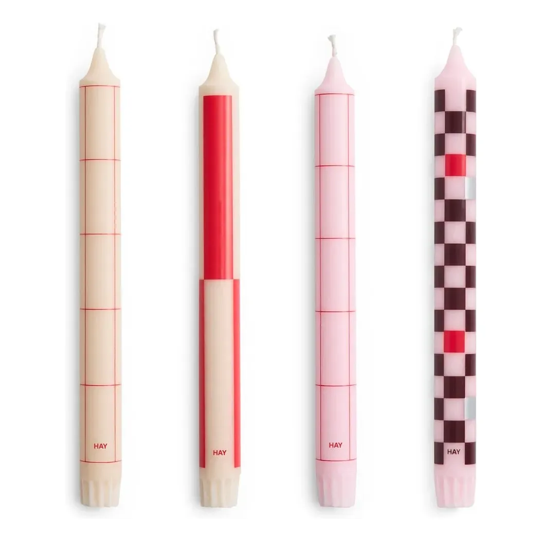 Pattern Candles Set of 4 - Red, Stearin Wax product