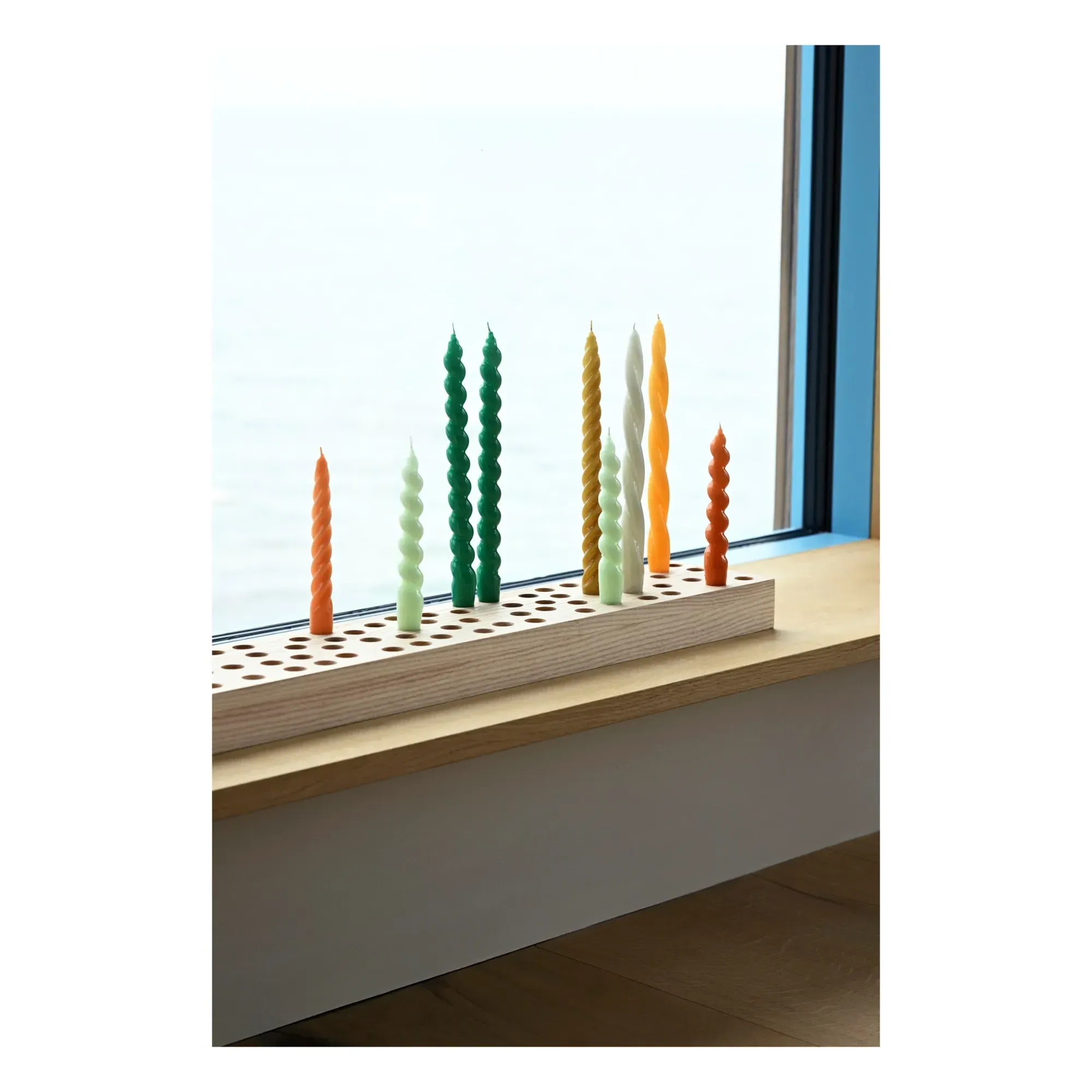 Spiral Candles Set of 6 - Yellow Green, Paraffin Wax alternate view