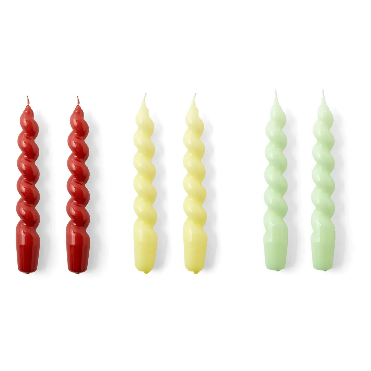 Spiral Candles Set of 6 - Yellow Green, Paraffin Wax product