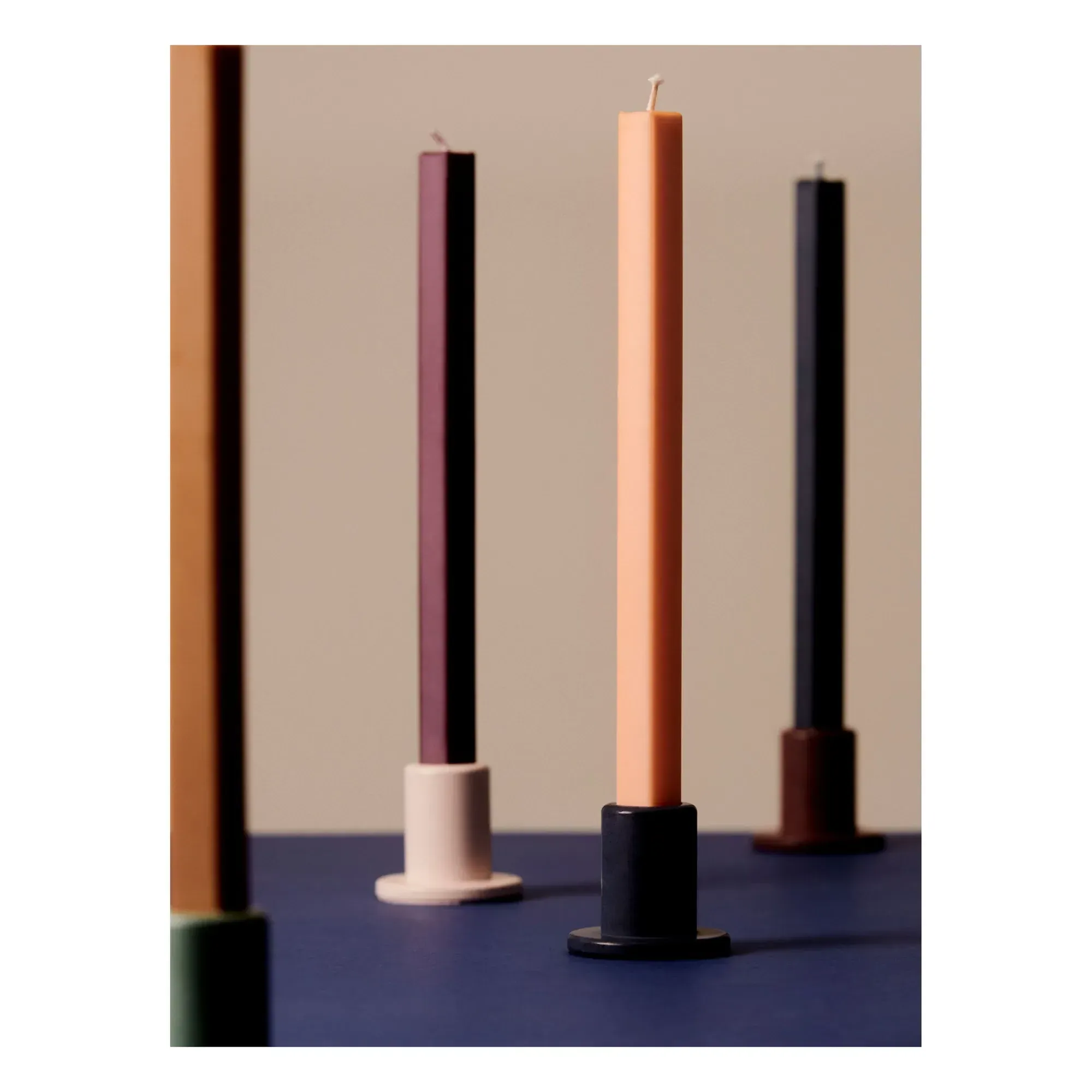 Square Candles Set of 4 - Red, Stearin alternate view