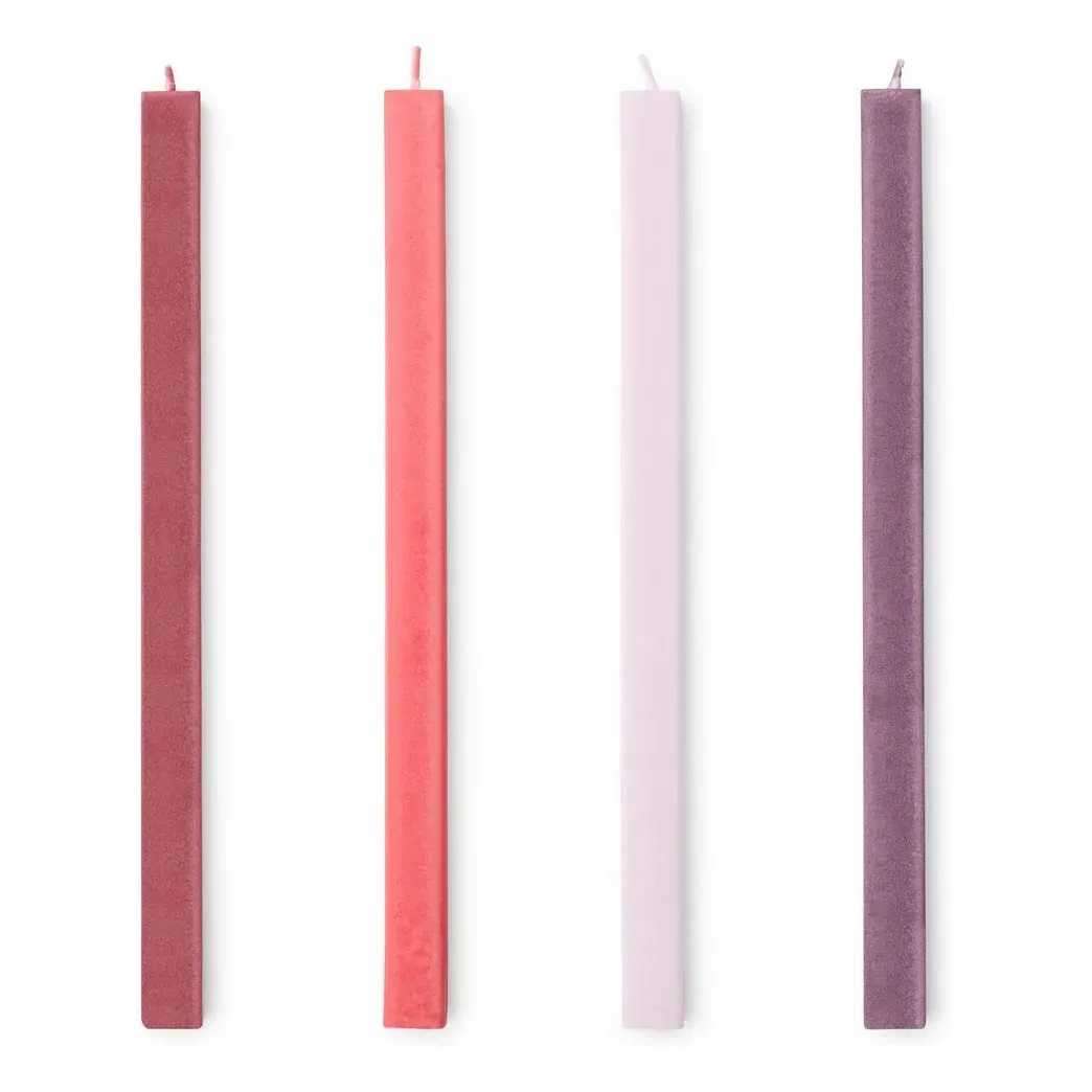 Square Candles Set of 4 - Red, Stearin product