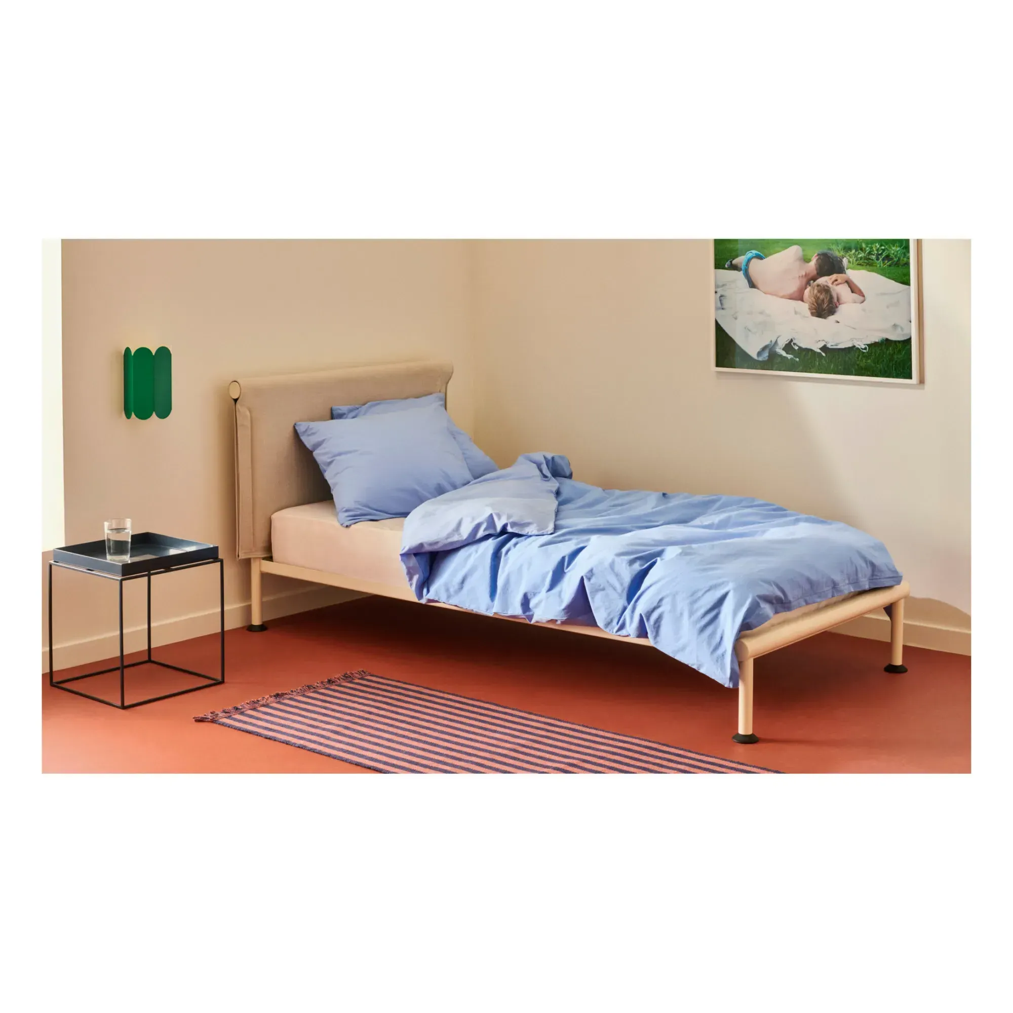 Tamoto Double Bed Frame with Removable Headboard - Beige, Steel alternate view