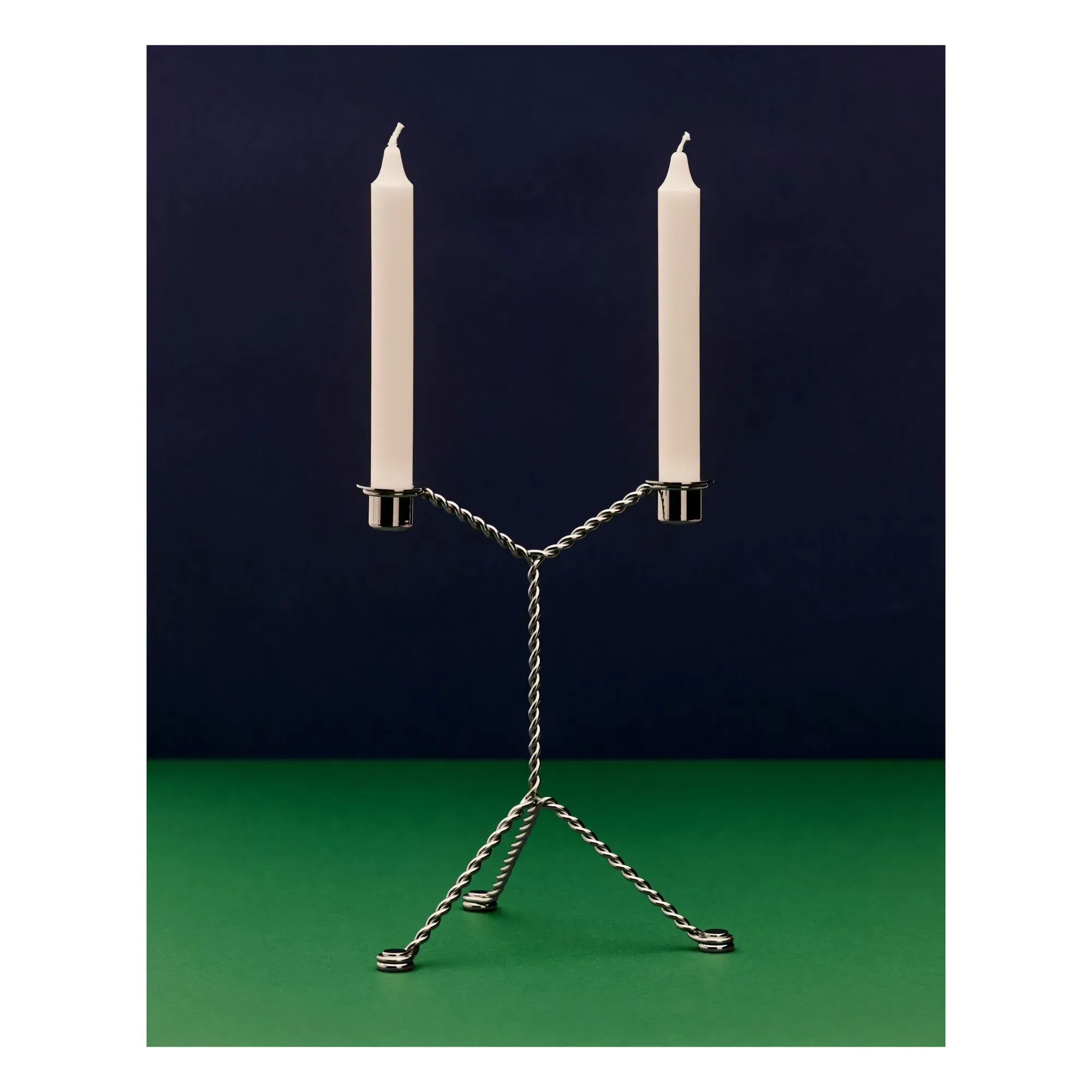 Wire Double Candleholder - Silver, Steel alternate view