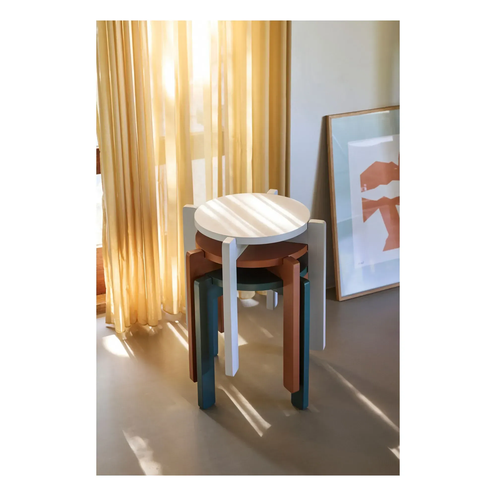 Always Stool Stackable - Orange, Oak Veneer alternate view