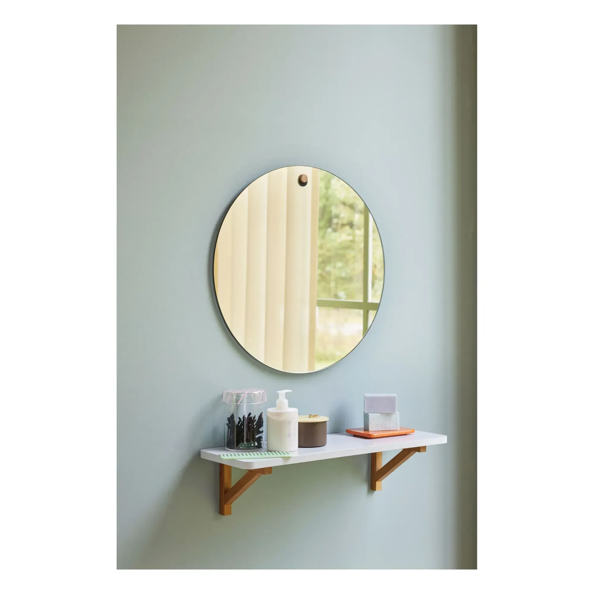 Arki Wall Shelf - Light Grey, Oak Wood alternate view