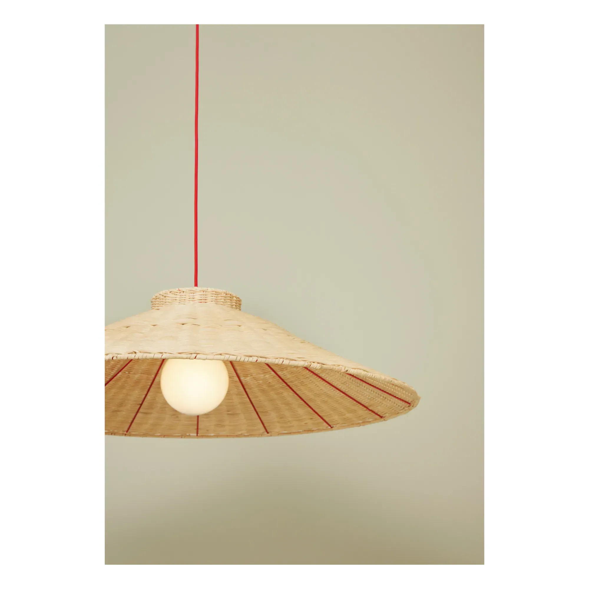 Chand Pendant Lamp - Red, Rattan alternate view