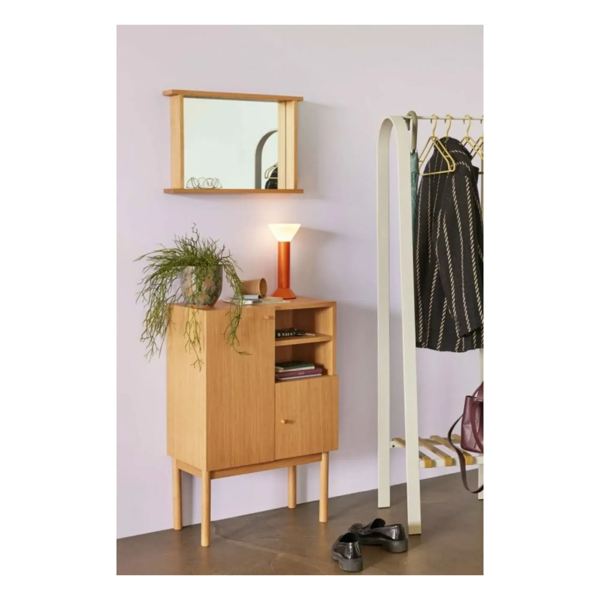 Forma Wall Mirror with Side Storage - Natural, Oak Veneer alternate view