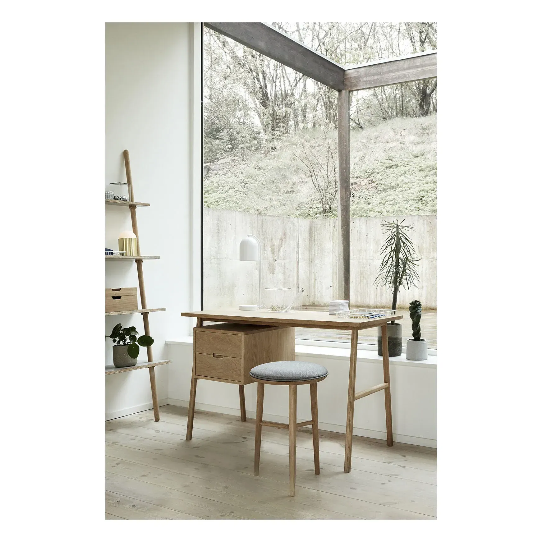 FSC Oak Desk with 2 Drawers - Natural, Oak alternate view