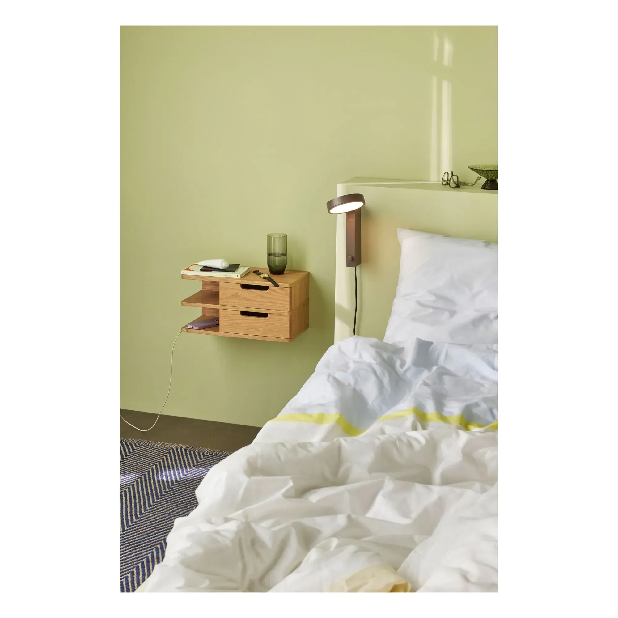 Hübsch Bedside Table with Storage - Oak alternate view