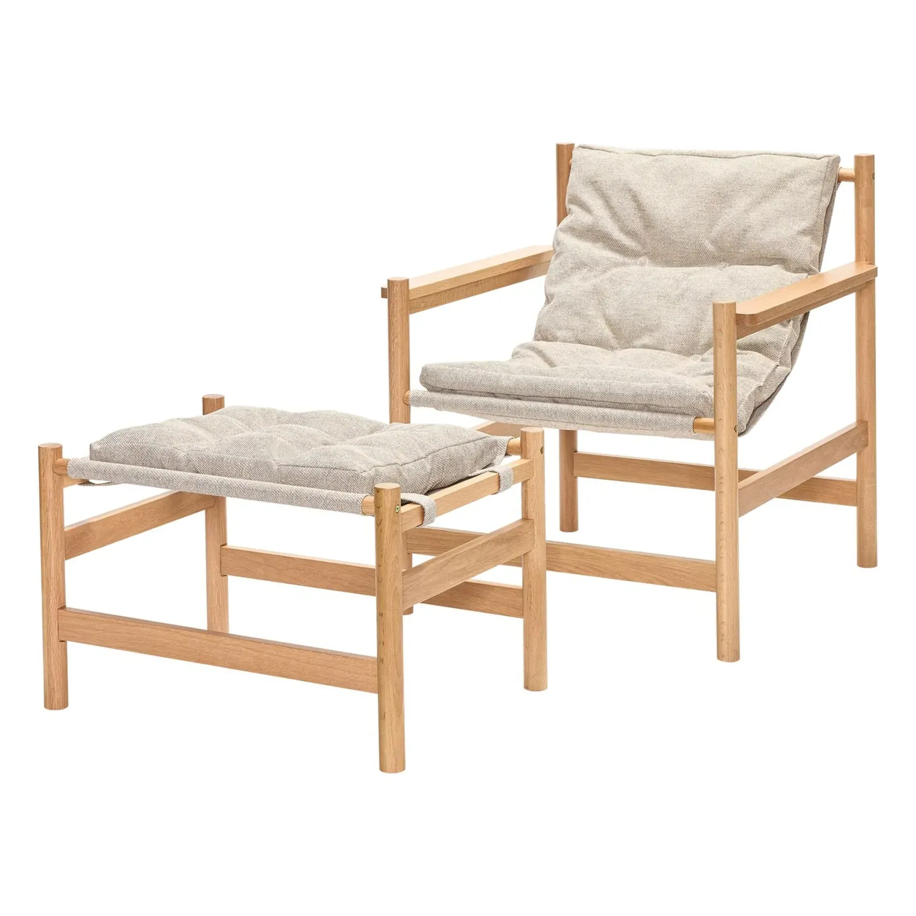 Heritage Armchair with Footrest - Beige, Oak product