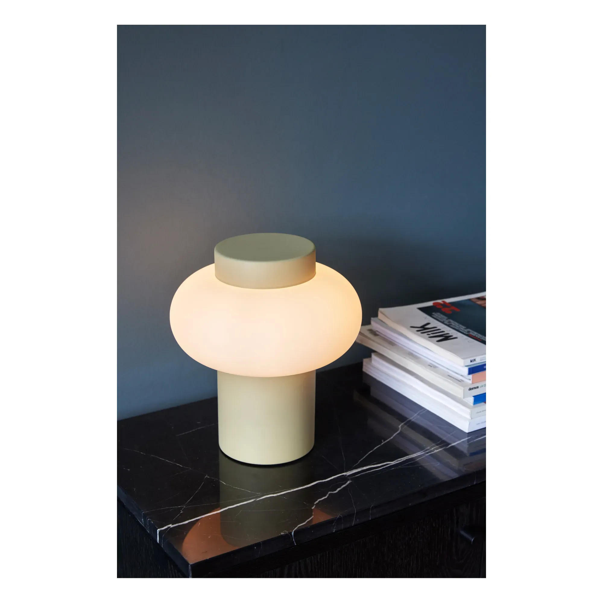 Metal and Glass Table Lamp - Pale Yellow alternate view